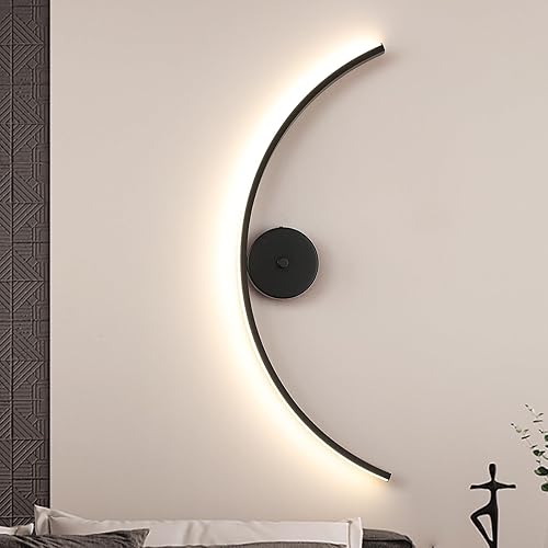 Lámpara de pared LED negra moderna de metal lineal, lámpara de pared LED para interiores, iluminación de pared LED de 4000 K, lámpara de pared disponible en Yaxa Colombia