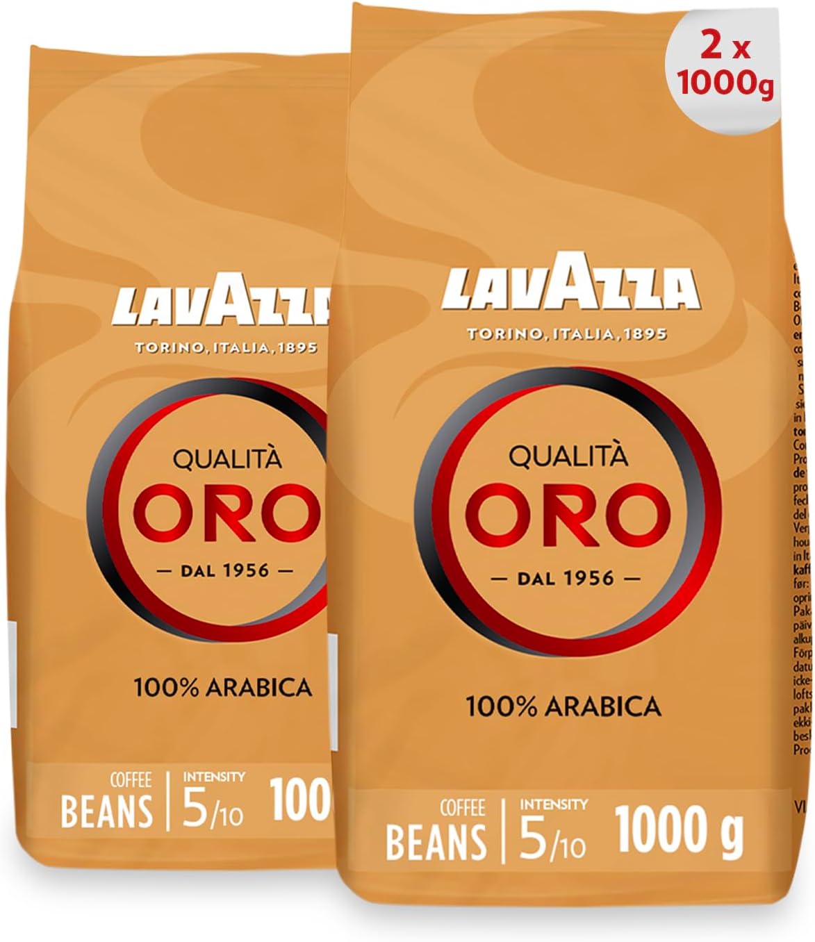 Lavazza Qualita Oro Coffee Beans, Medium Roast, 1000g x 2, Total 2000g