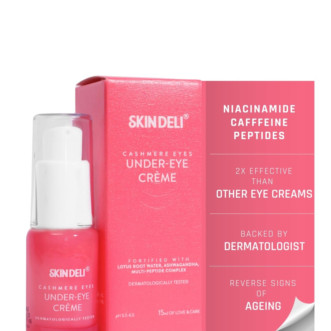 SKIN DELI Cashmere Under Eye Cream With 3% Niacinamide | Reduces Dark Circles, Wrinkles & Fine Lines | With Caffeine for Puffiness | For Women & Men | Dermatologically Tested, 15g