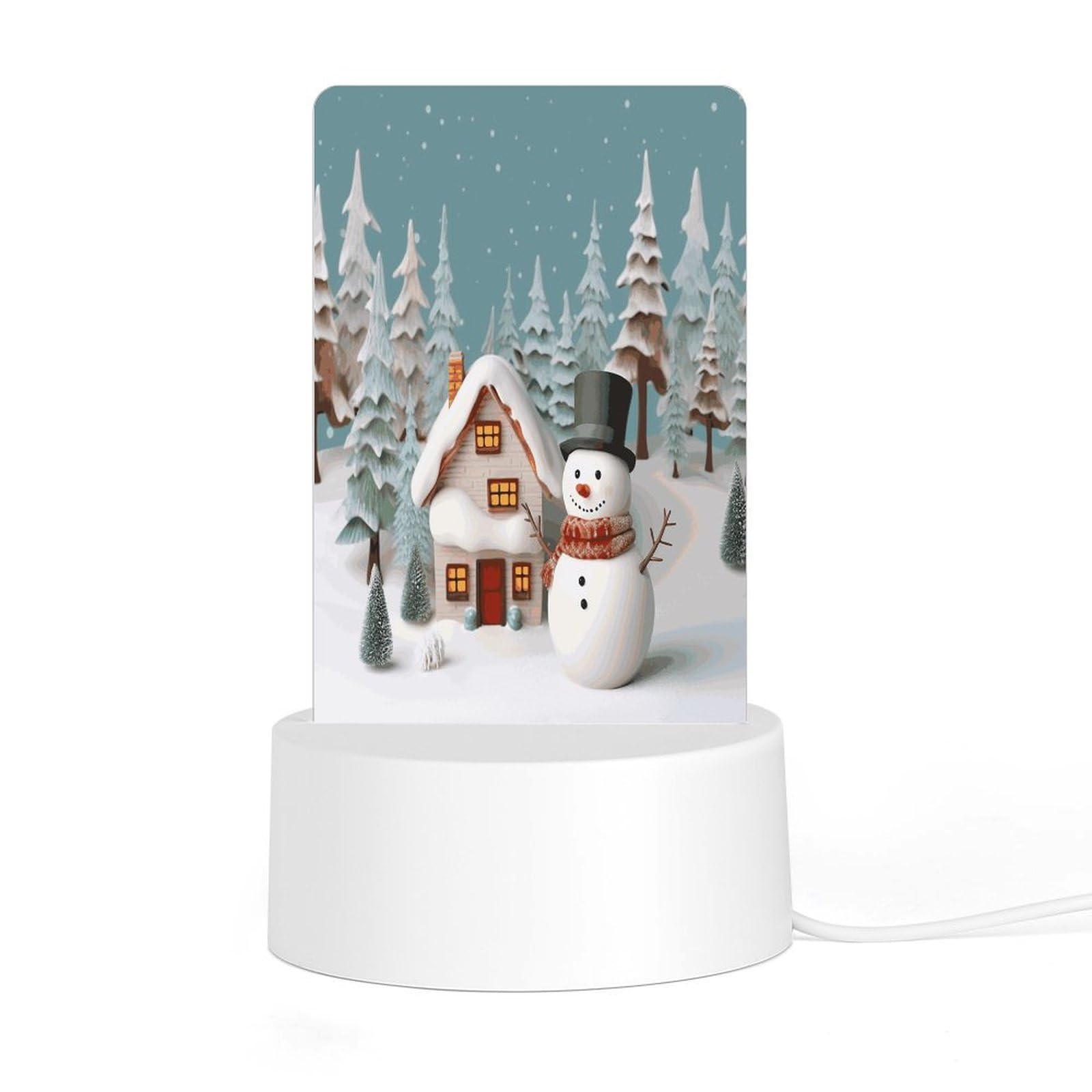 Adfgyerh Style Snowman And Village Night Light Acrylic Material Easy Installation, Home Decor Usb Interface Power Supply, Lamp For Restaurant Bar Cafe Room Decor