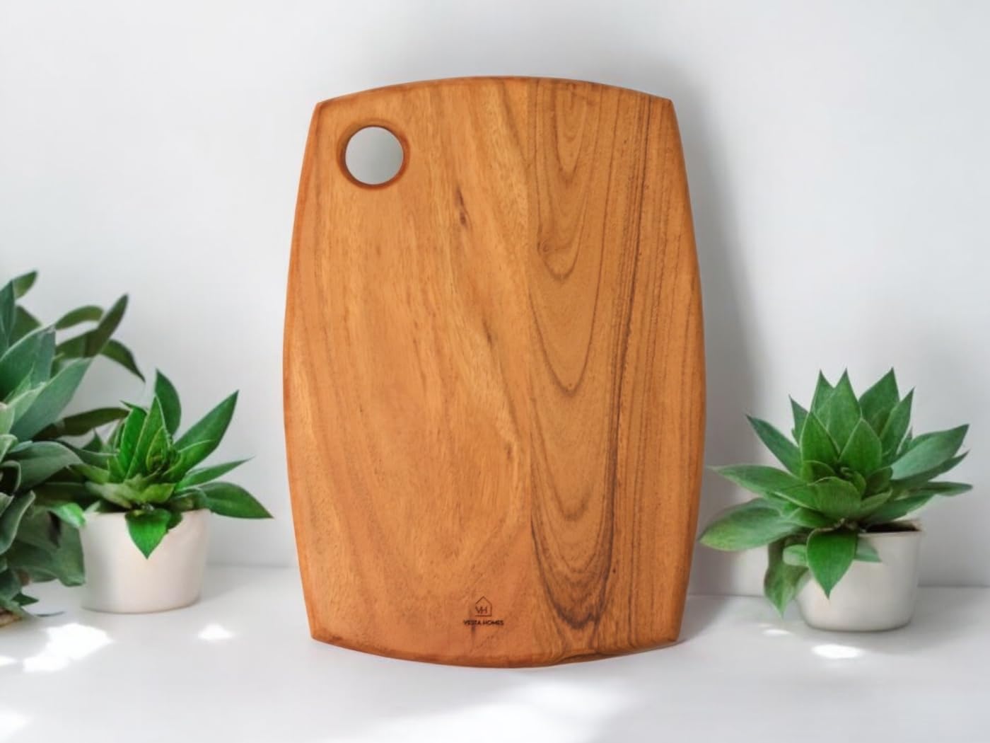 Vesta Homes Wooden Cutting Board | 14 * 10 Inches | Chopping Board, Serving Platter for Kitchen Vegetables, Fruits, Cheese and Charcuterie | Natural Acacia Wood | Handcrafted in India