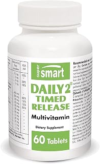 SuperSmart Daily 2 Timed Release (Advanced Complex) - Patented 32-in-1 Multivitamin Formula - with Vitamins, Minerals, Nutrients, Antioxidant | Non-GMO & Gluten Free - 60 Tablets | 1 Month Supply