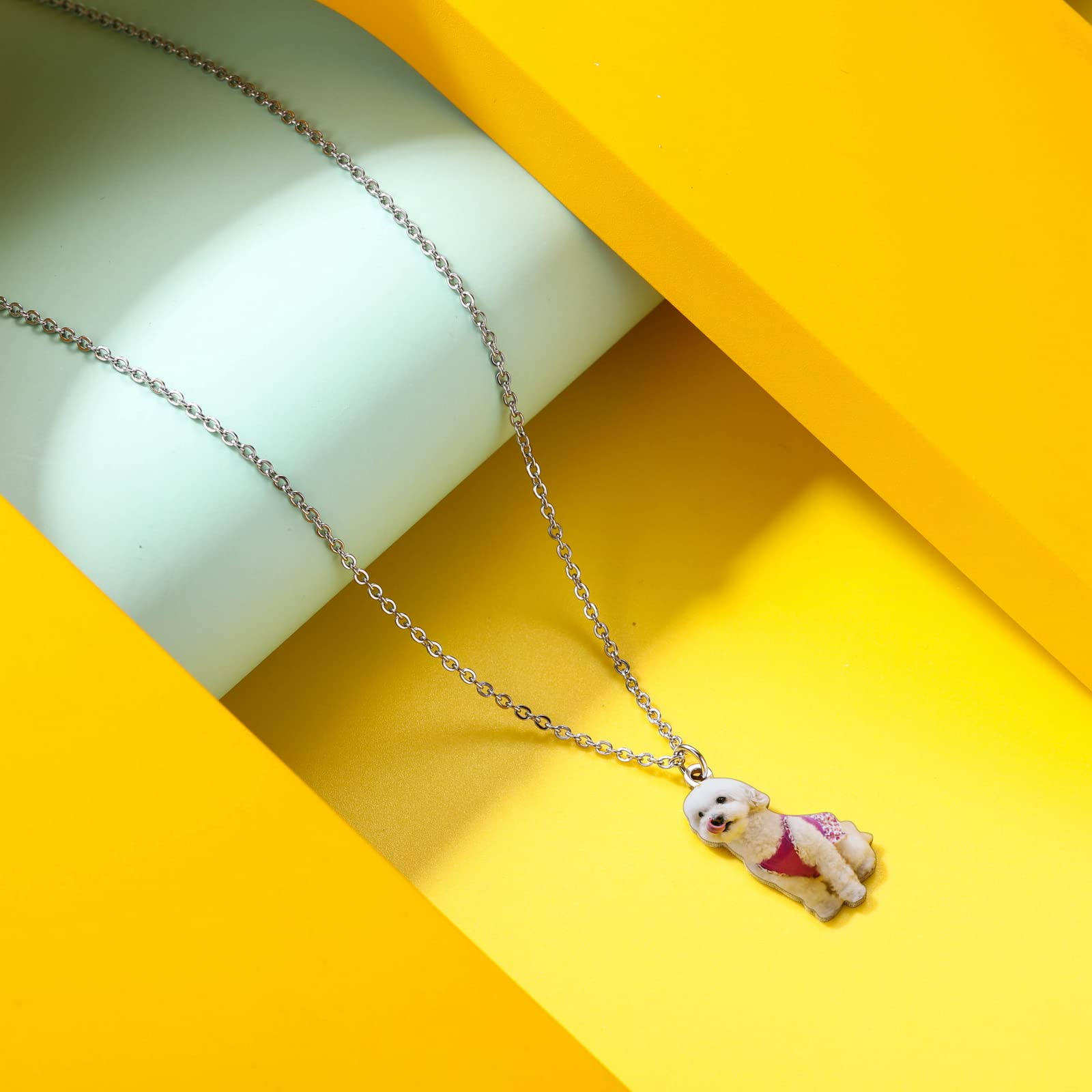 INBLUE Collana con Foto Personalizzata Regali per Gli Amanti dei Cani e dei Gatti Collana con Ciondolo con Foto Personalizzata per Animali Domestici Regali Commemorativi a Forma di Cuore/Rotondi