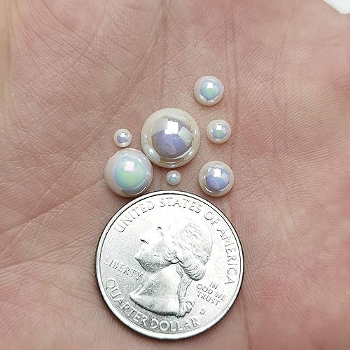 Miniatura 5 de Chenkou Craft - 1 caja con 3000 mitades de perlas, cuentas circulares con inferior plano, gemas sueltas