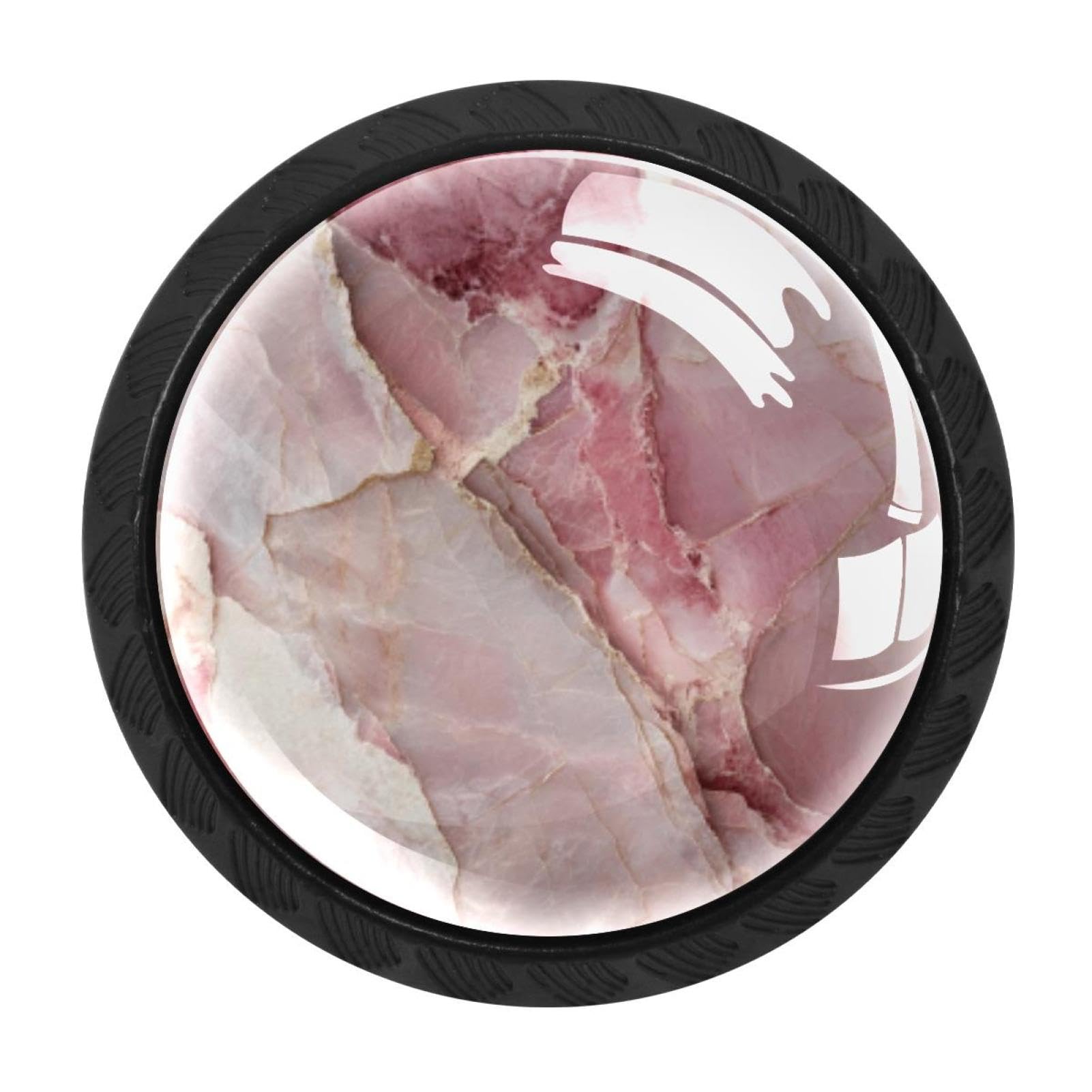 CHENZZZZ Pink Marble (3) Drawer Knobs 4 Pack Crystal Dresser Knobs 35mm Glass Cabinet Knobs for Home Office Bathroom