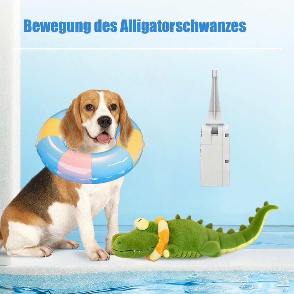 Calming Crocodile, Automatic Tail-Wagging, Quietschendes Krokodil-Hundespielzeug, Machine Washable, Interaktives Hundespielzeug füR Kleine, MittelgroßE und GroßE Hunde (Mix)