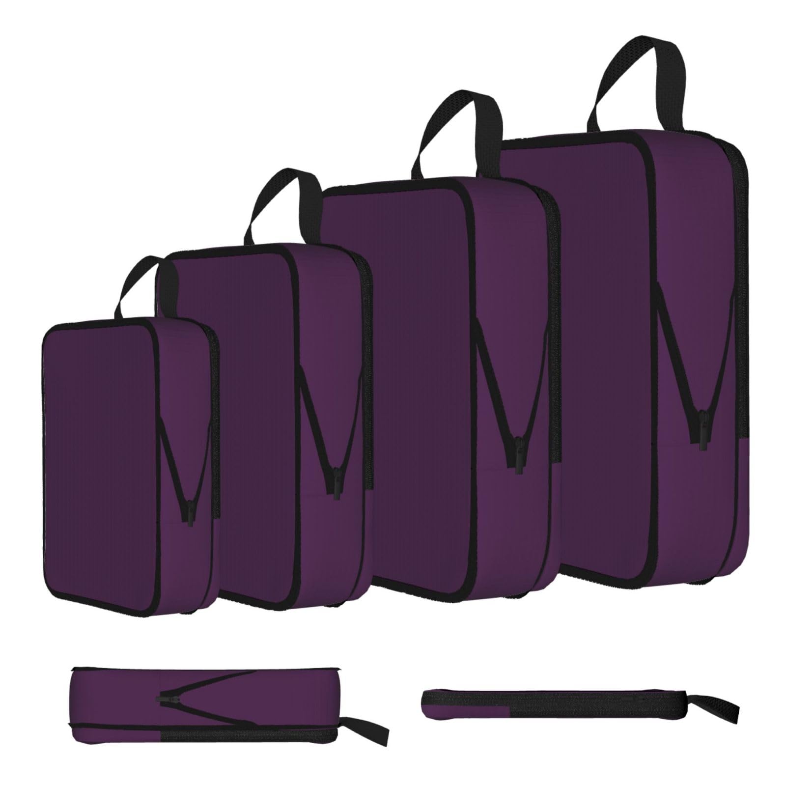 Sxzvvbn Black Purple Eggplant Compression Packing Cubes 4 Piece Set