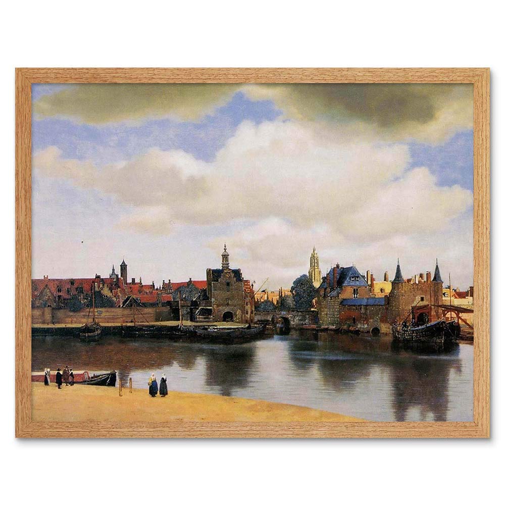 Wee Blue Coo Johannes Vermeer View Of Delft Old Master Painting Art Print Framed Poster Wall Decor 12X16 Inch