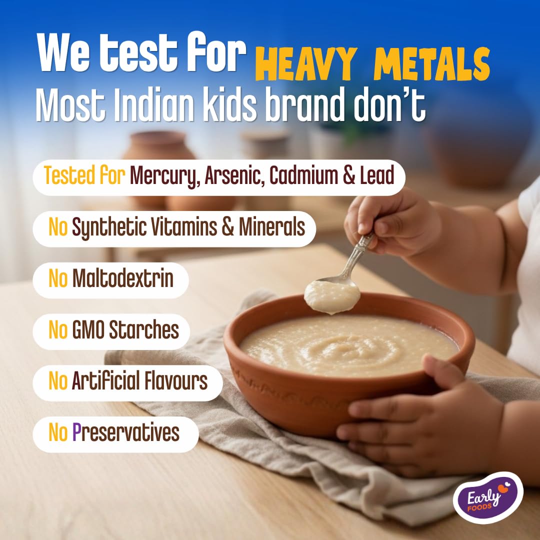 Early Foods - No Added Sugar No Salt Porridge - Whole Wheat Cereal with Almonds & Dates Porridge Mix | Easy to Cook | No Preservatives | Cereal for Kids 200g 1