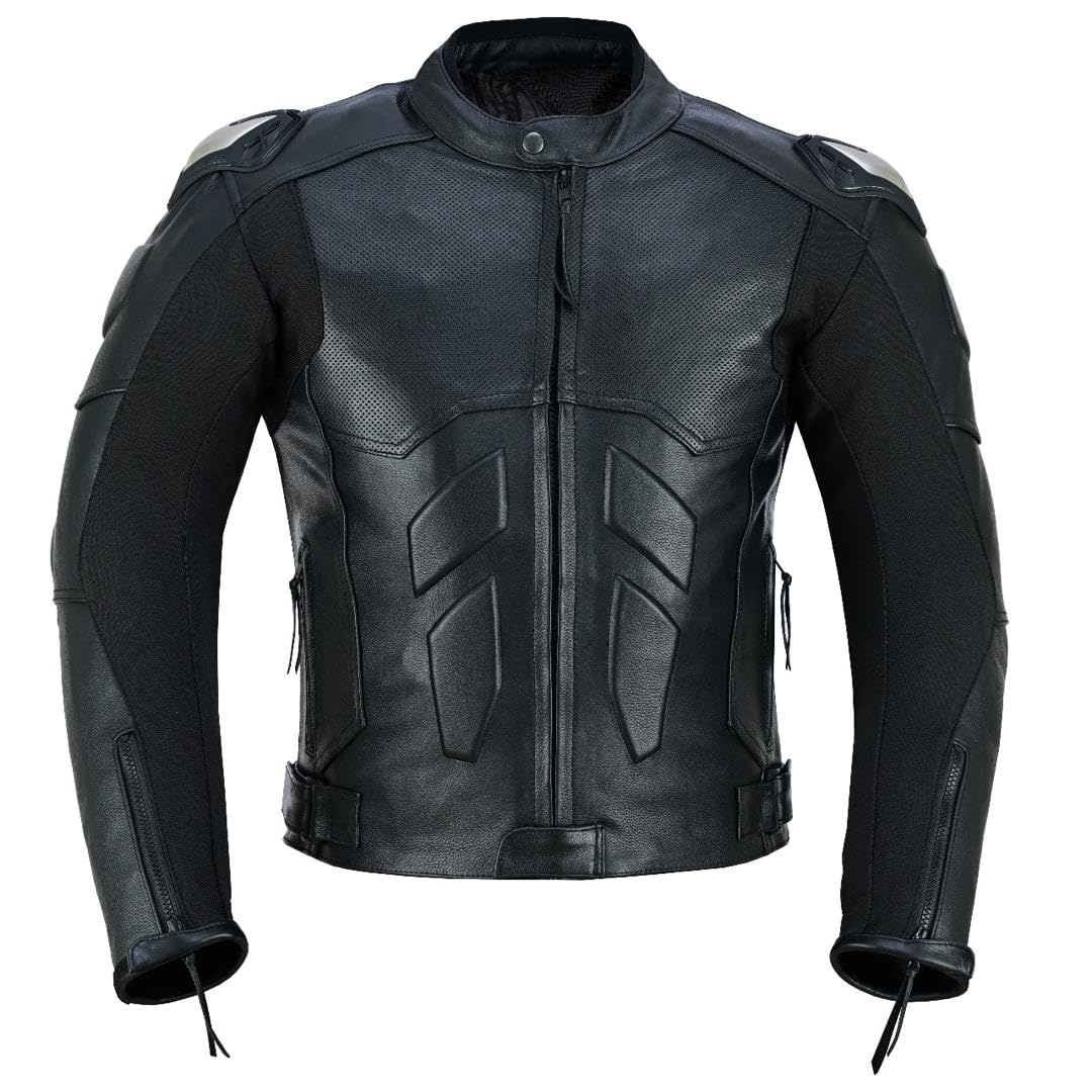 Veste de moto en cuir blindé pour homme, homologuée CE, imperméable, panneaux en maille respirante, épaules et coudes renforcés, veste d'équitation noire