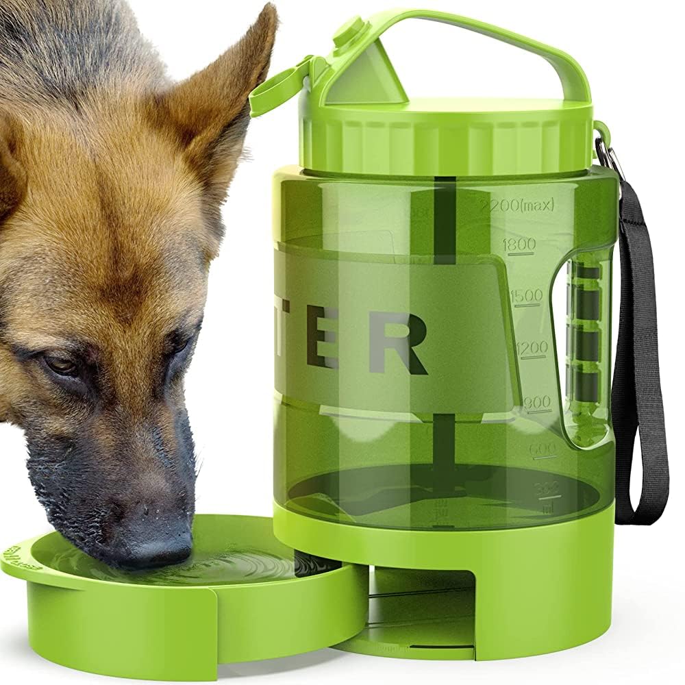 lesotc 2200 ml Water Bottle for Dogs, Portable XXL Extra Large Dog Drinking Bottle for Travel - Camping & Travel for Large Dogs (Army Green)