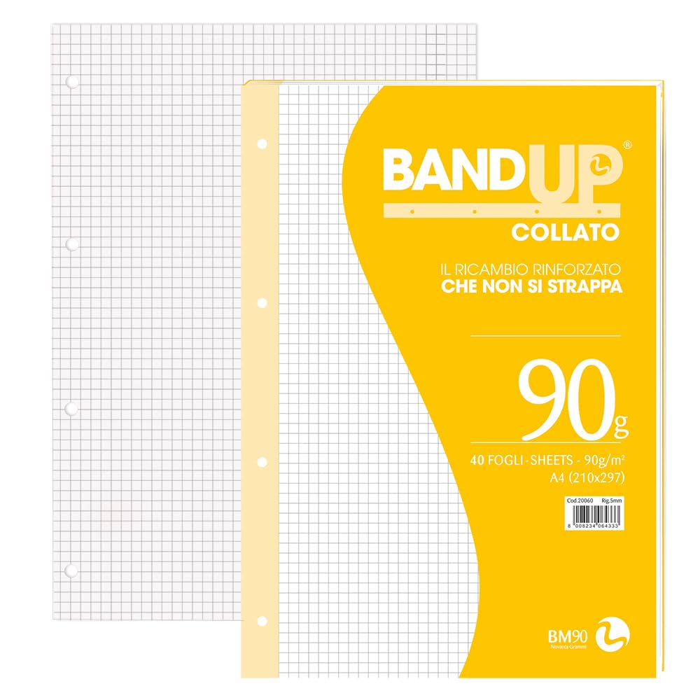 BM BeMore Collated Block L/L Reinforced with Holes 0106433, A4 Size Collated Block 5 mm, Squares 5 mm, 40 Sheets, Pack of 10