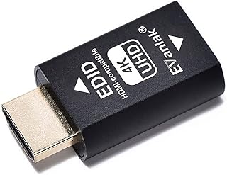 EVanlak Hdmi Edid Emulator Passthrough 3rd Generrtion Premium Aluminum Eliminated Emulator Adapter Work with Mac Thunderbolt to HDMI Switches/Extender/AV Receiver/Video Splitters 1080- 3840x2160@60H