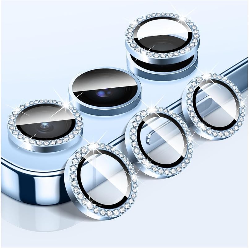 Image of For Samsung Galaxy S24 FE 5G Camera Lens Protector, Individual Metal Ring Tempered Glass Lens Cover, [Strong Adsorption] Scratch Resistant Ultra-Thin HD Clear Lens Cover, 1 Set-Blue Diamond