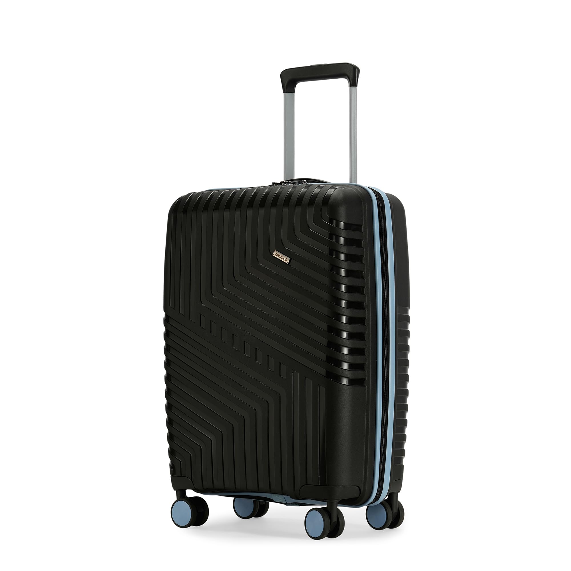 Core Cabin Suitcase 55cm 20 inch Polypropylene Hard Trolley Bag, 8 Spinner Wheels, Recessed Number Lock, Lightweight Carry-On Luggage for Men & Women Midnight Black/Arctic Blue-image-28
