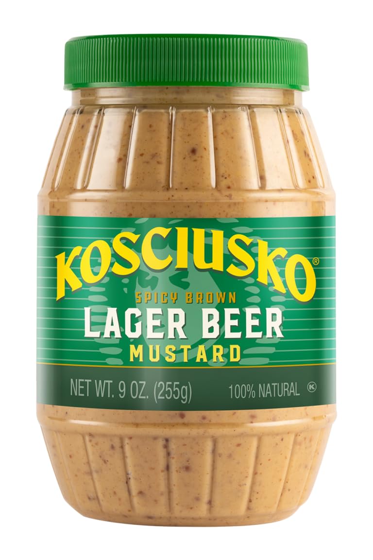 Kosciusko, Lager Beer Mustard, 9 oz, Spicy Brown Lager Beer