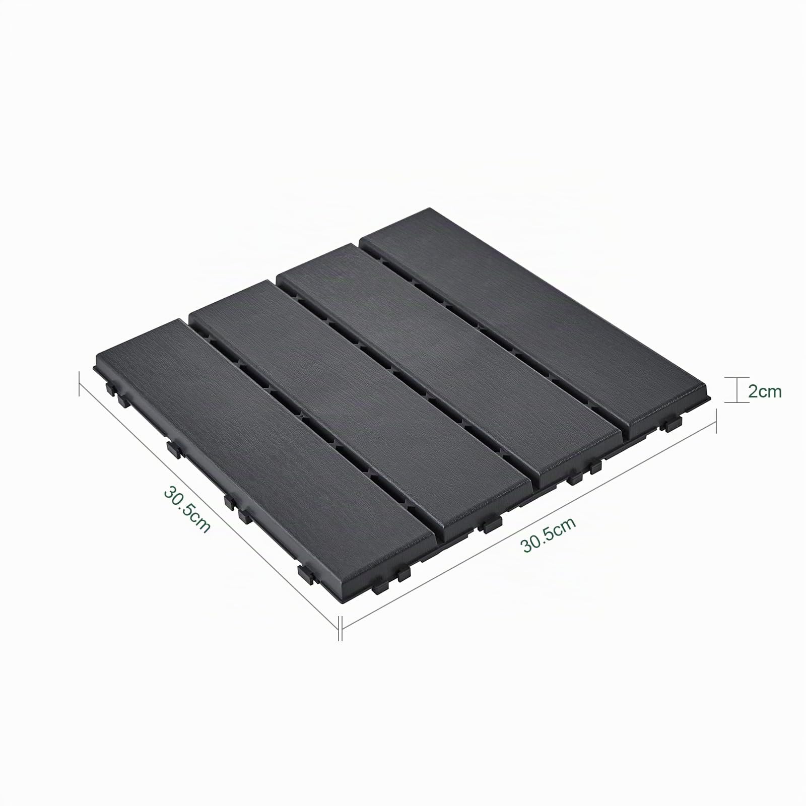 Sobuy Set de 35 Pièces Dalles Terrasse Exterieur Caillebotis Exterieur Revetement de Sol Système Clipsable pour Balcon et Terrasse Antidérapant Étanche Gris 30.5x30.5x2 cm SDA15-HG