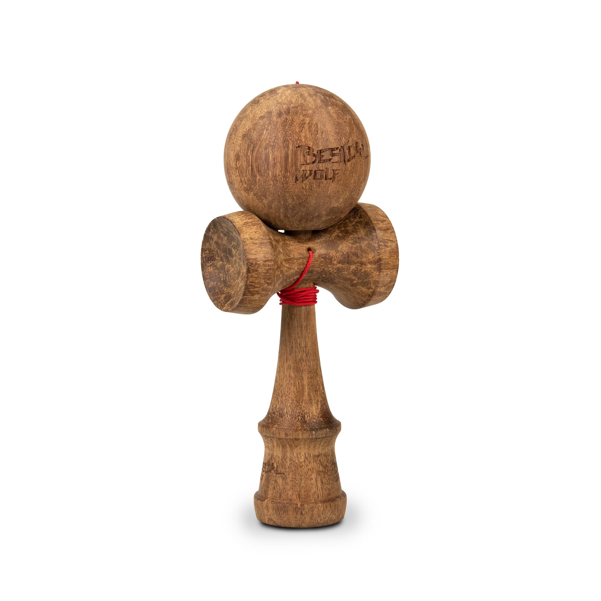 Bestial Wolf KEKKON, Kendama de Bambu Bola Bambu con el Logo en Letras Cuerda Roja