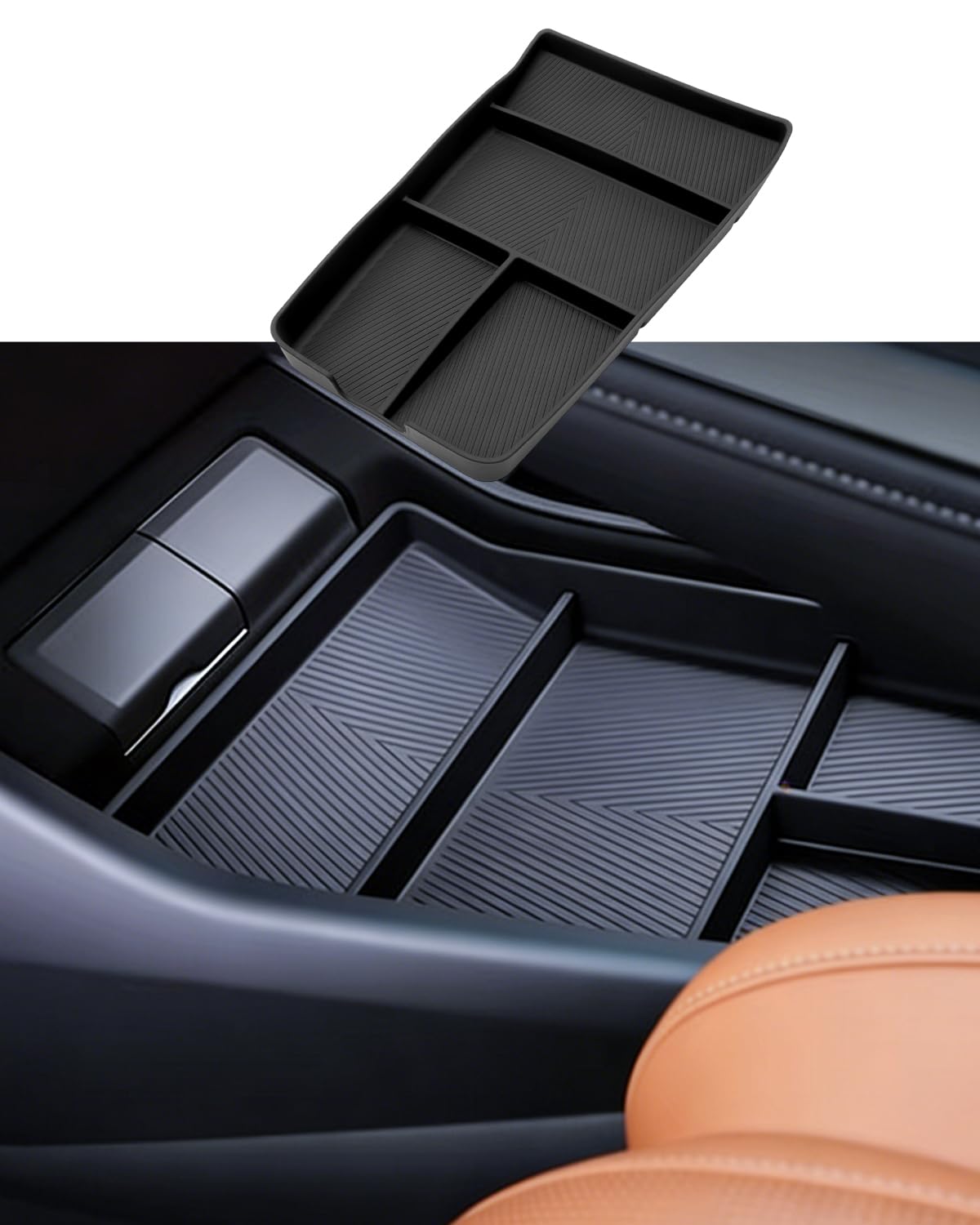 Kompatibel mit XPeng G9 EV 2024 2025 2026 Mittelkonsole Organizer Aufbewahrungsbox Handschuhfach Unten die Mittelarmlehne, TPE-Weichgummi, für Xpeng G9 EV Zubehör