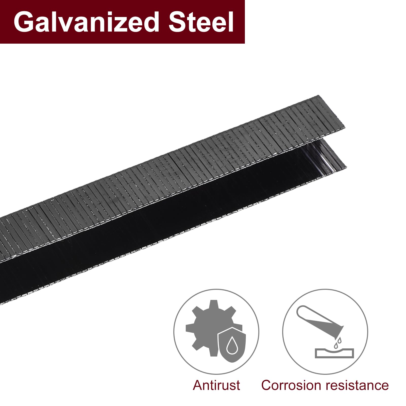 QUARKZMAN Grapas De Tiara Estrecha Calibre 20 7/16"x1/2", 5000Pcs Acero Galvanizado Para Grapadora Neumática Y Eléctrica, Negro