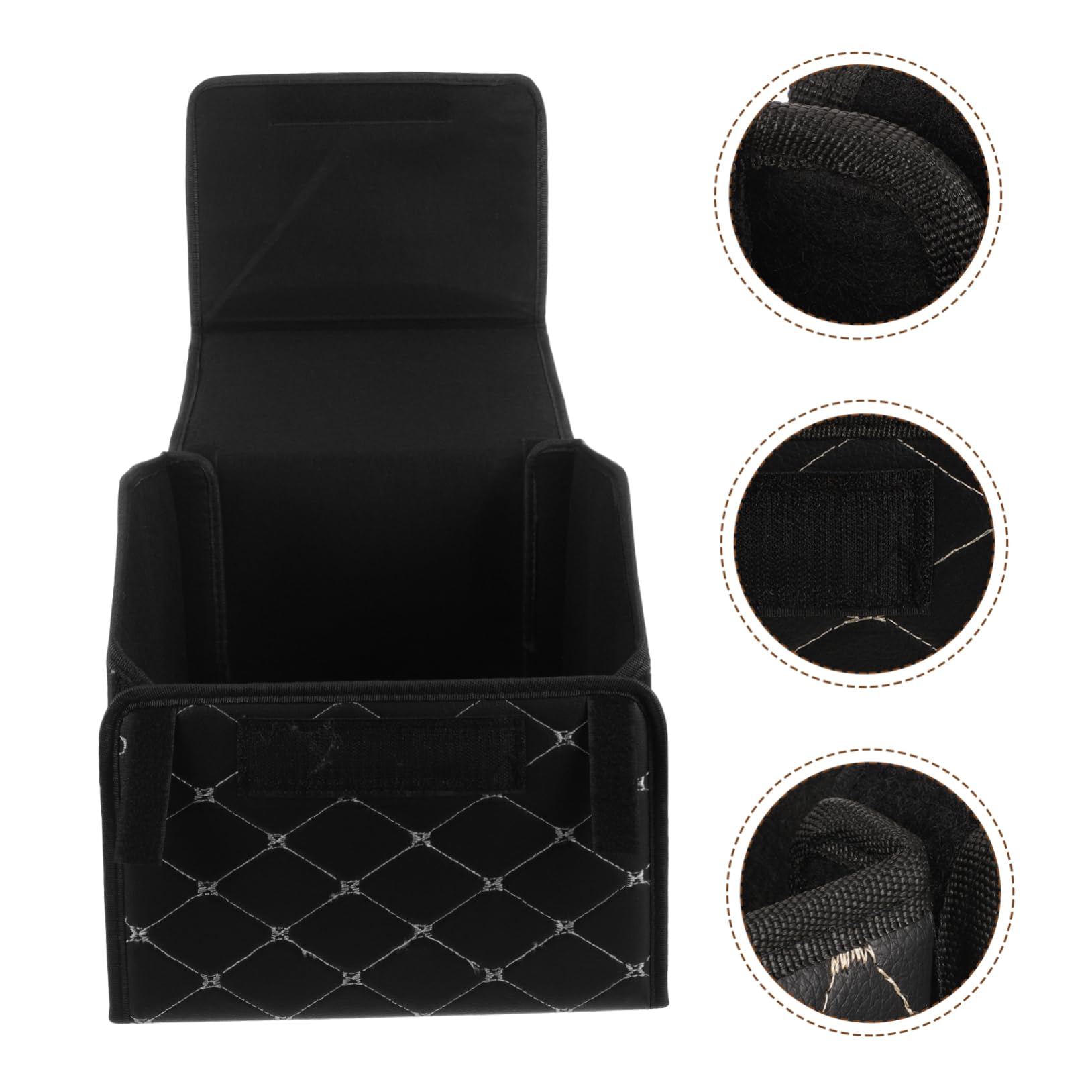 Organizzatore per Bagagliaio Auto in Cuoio Nero, Pieghevole e Facile da Pulire, per Auto o Casa, Scatola Portaoggetti Multiuso per Ordine e Spazio
