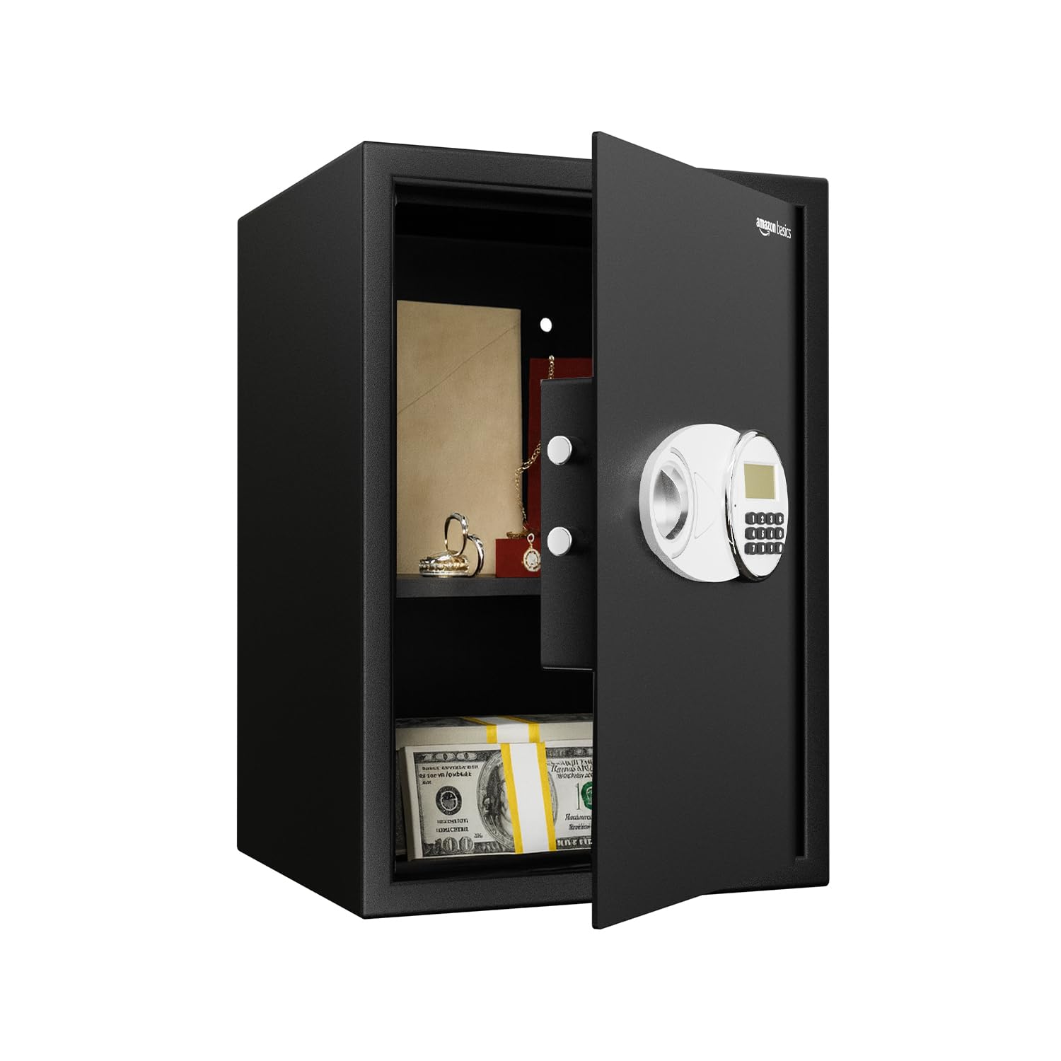 Amazon Basics Heavy-Duty Safe Locker with Digital Touchpad & LCD Display, 58L (Net 51L), Alloy Steel, Black. 17kg-image-23