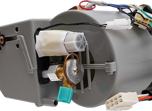 Vista 43 de Unidad de ensamblaje de evaporador de aire acondicionado y kit de calentador, 880 pies/min 137 BTU 3 velocidades AC 12 V evaporador eléctrico debajo