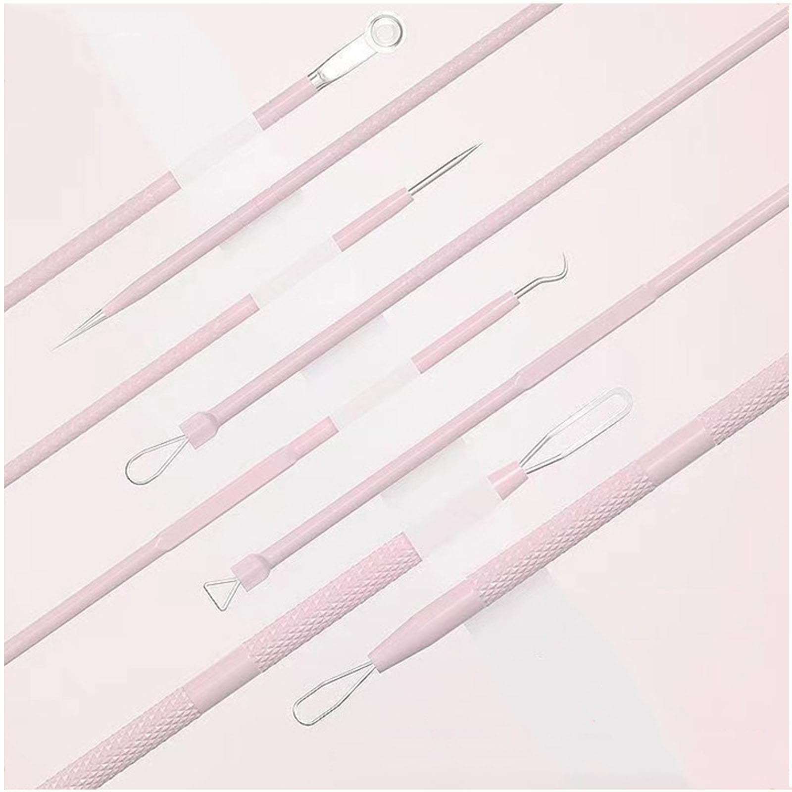 Strumento per la rimozione di punti neri, pinzette per la rimozione di punti neri, estrattore per acne, kit di strumenti per brufoli, pinzette per peli incarniti, raschietto in silicone per pulizia