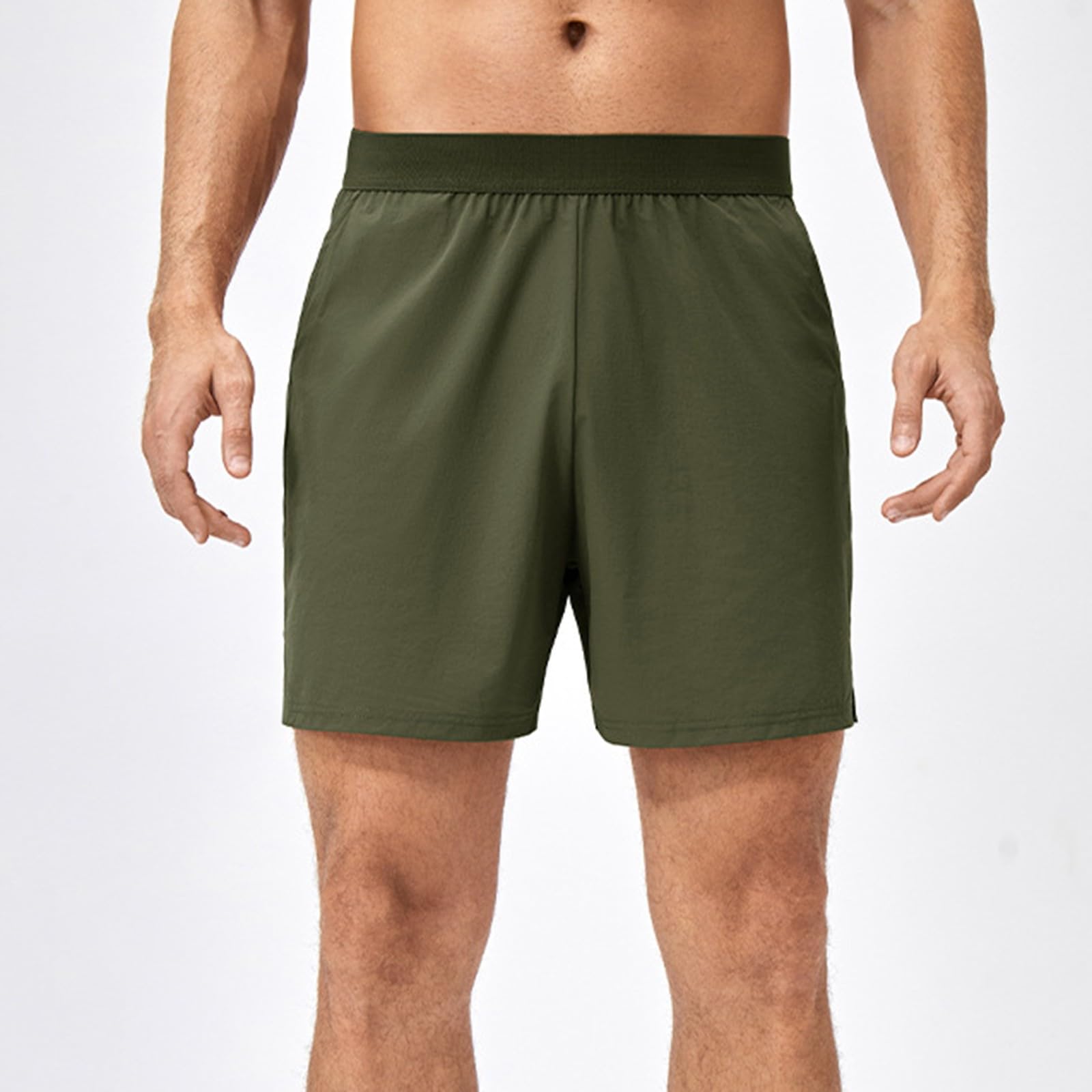 Pantaloncini corti da corsa da uomo, traspiranti, in vita elasticizzata