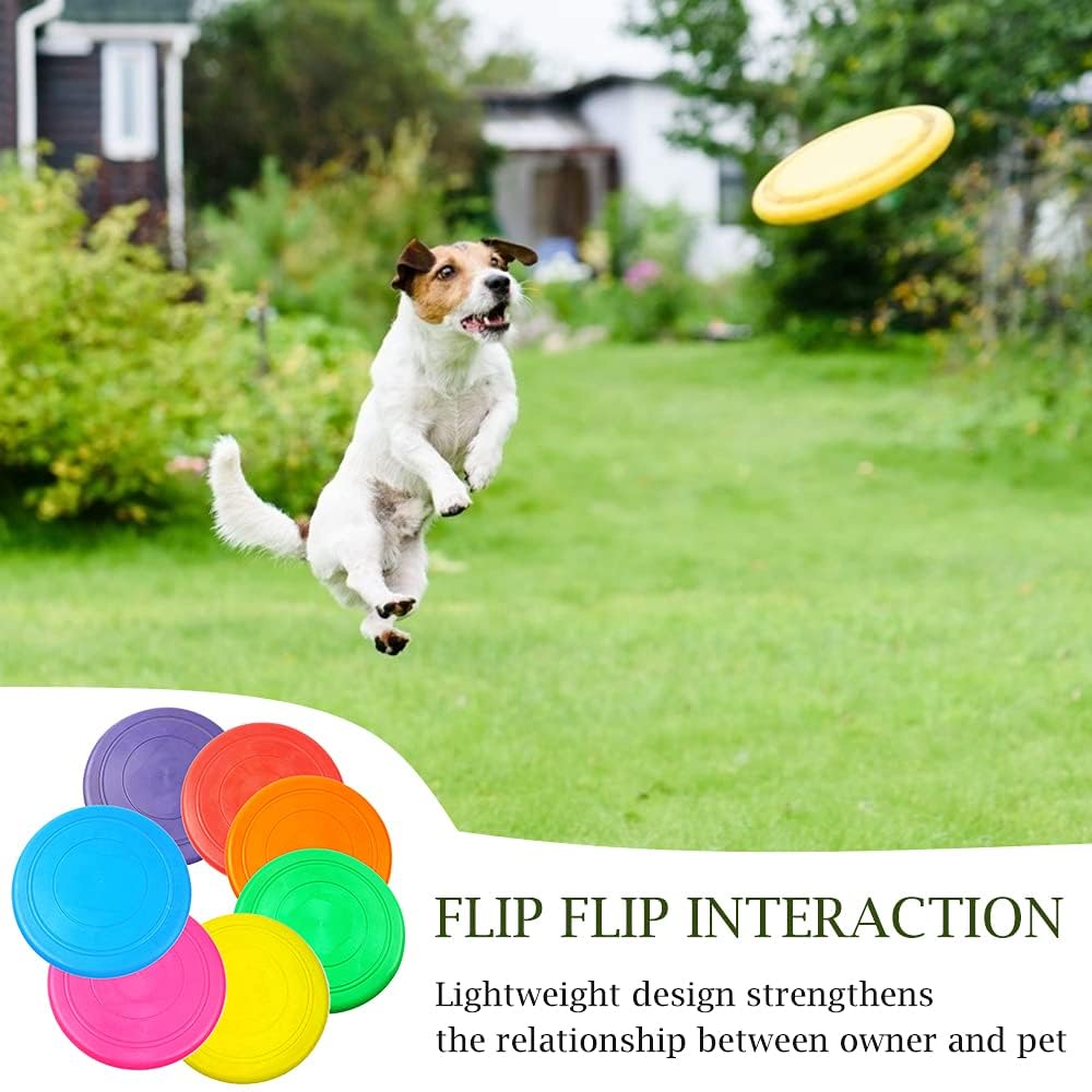 7 Pièces Pet Soucoupe Volante, Frisbee pour Chien en Silicone Disque Volant en Caoutchouc, Jouet interactif en Plein air pour Petits et Moyens Chiens Formation de Chien Lancer Attraper