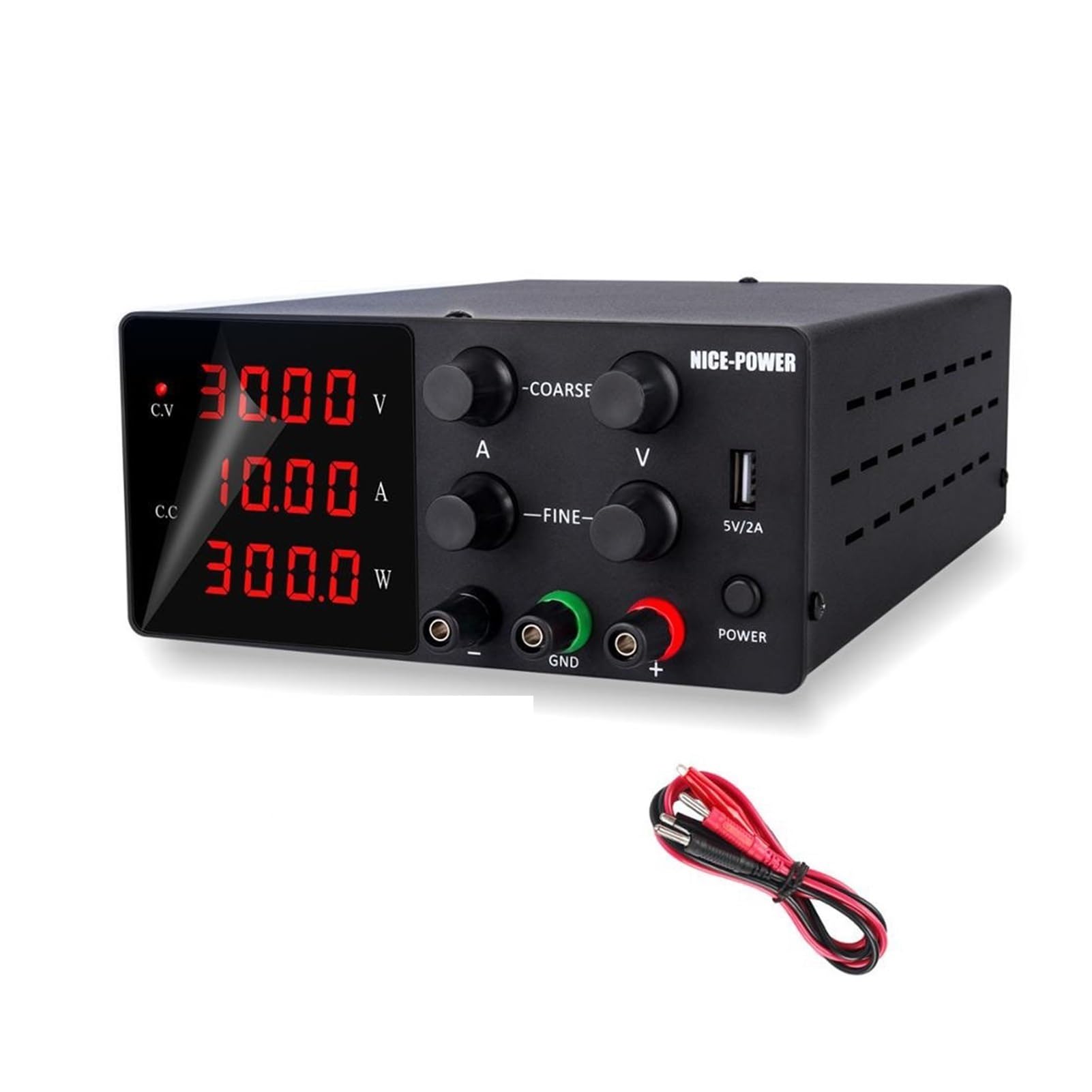 Alimentation CC variable 3 0V 10a Laboratoire Dc Alimentation d'alimentation de laboratoire réglable Source d'alimentation numérique for réparation de téléphone + Protection des courts-circuits(60V 5A