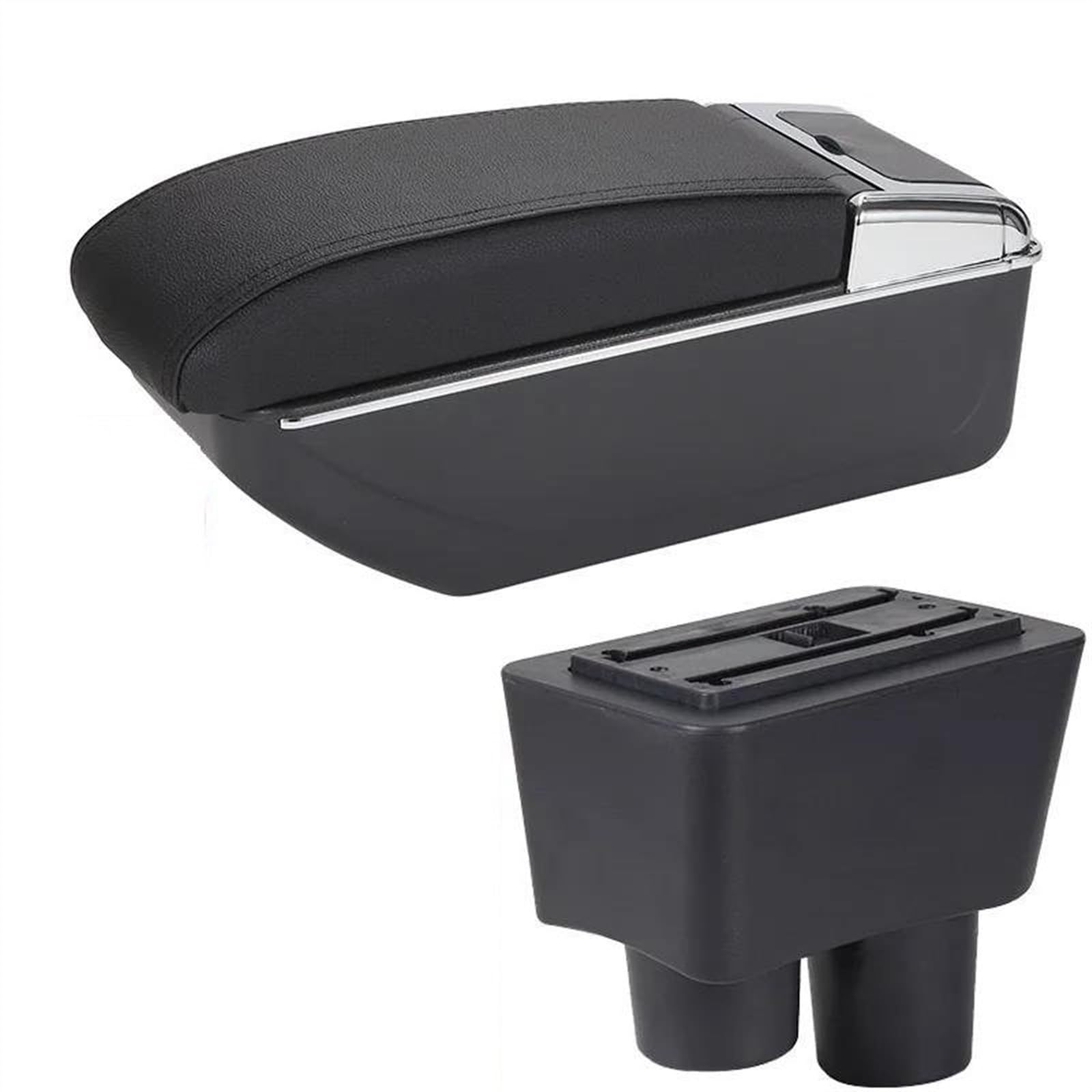 NOHEEU Rotatable Car Armrest Box Storage Accessories Interior Details Retrofit Parts For Almera For Versa(B2 Black line 7USB)