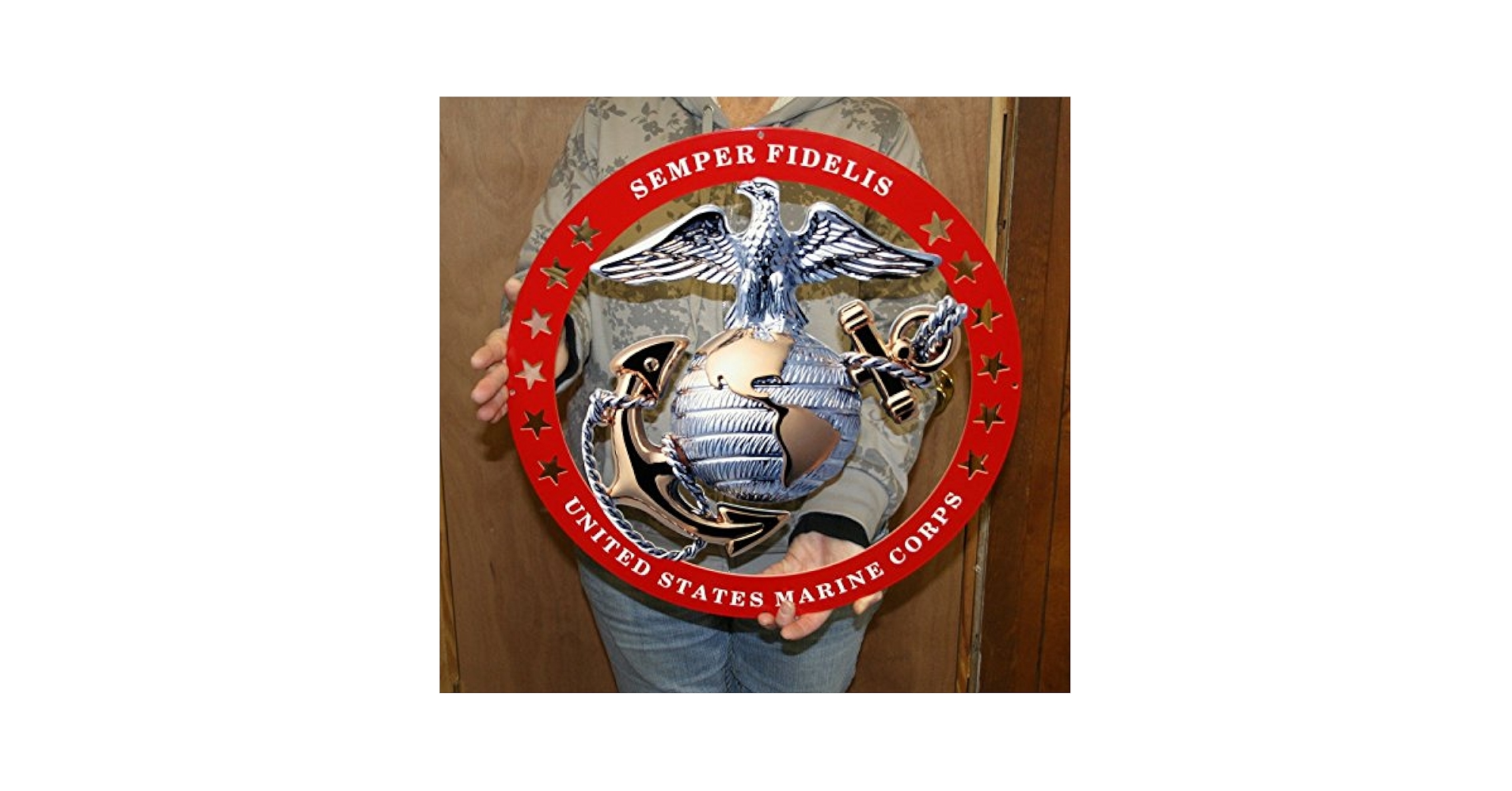 Amazon.com: USMC Globe Round Semper Fidelis Metal Sign w/Red