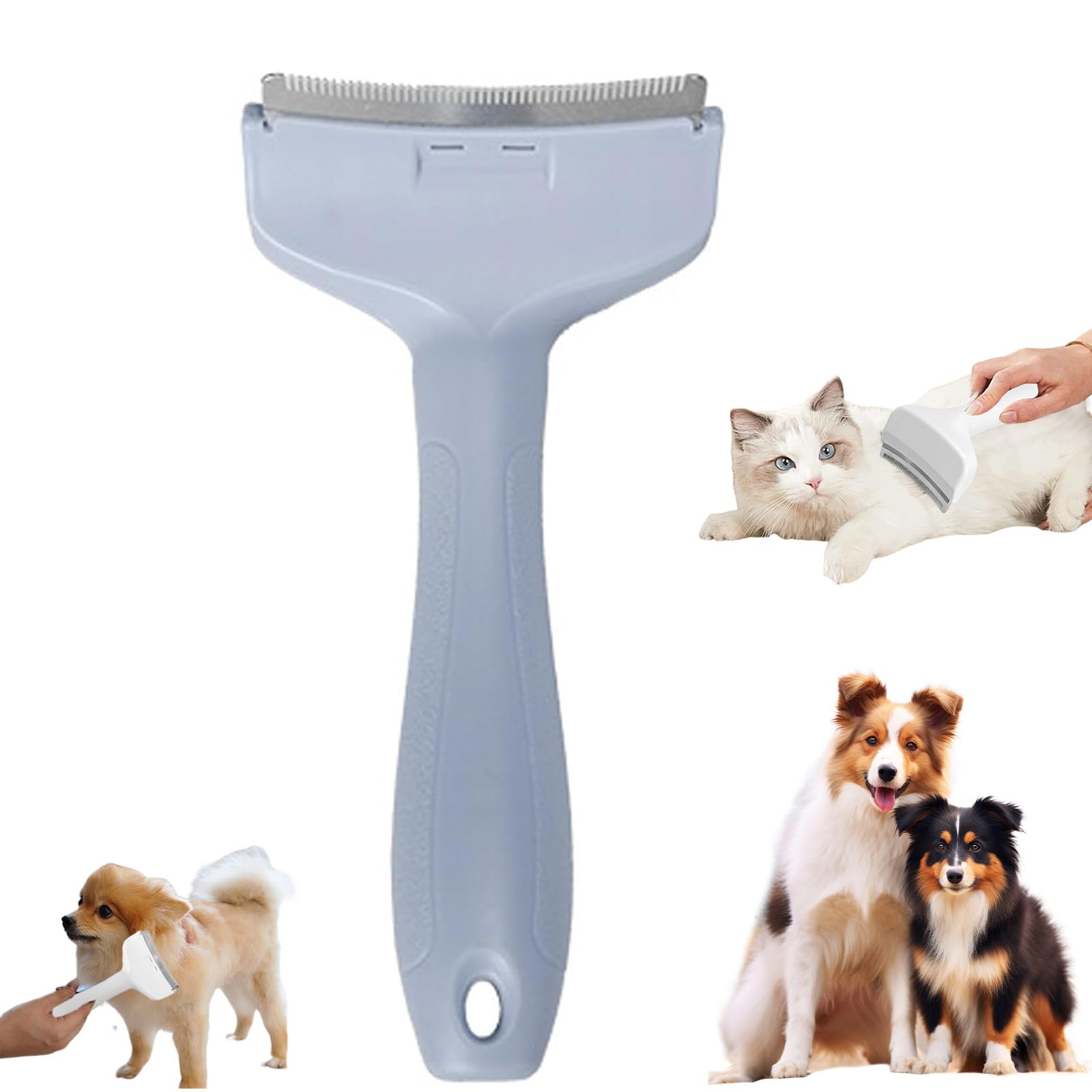 V-Tooth Deshedding Comb, Dog & Cat Grooming Brush for Shedding, Creative Curved - Head Hair Cutter For Pet,Tight V-shaped Teeth Shedding Comb for Pet (blue, S)