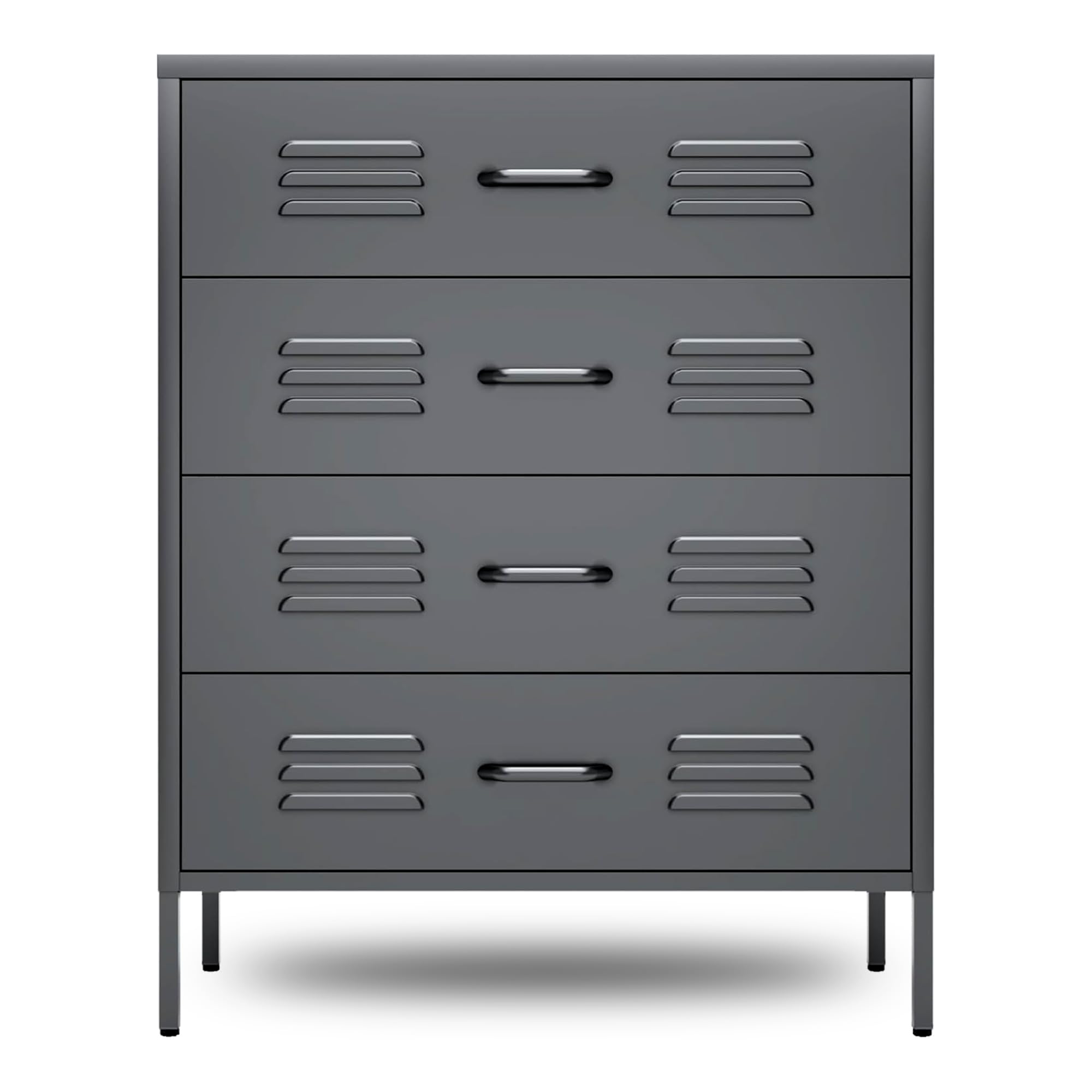 COFaR Metal Dresser for Bedroom, 40in Tall Black Metallic Bedroom Dresser with 4 Drawers and Legs, Dressers & Chests of Drawers for Nightstand Bedside