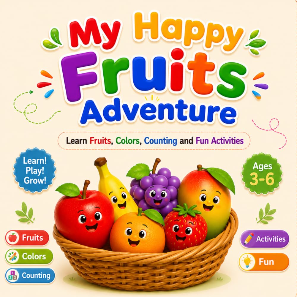 My Happy Fruits Adventure: Learn Fruits, Colors, Counting and Fun Activities (My Happy Learning Adventure)