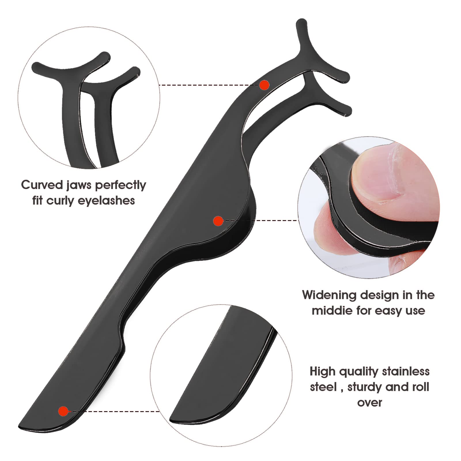 Sibba Pinzas de Pestañas Postizas 1 Pieza de Extensión de Pestañas de Volumen Herramienta Aplicadora deAgarre Antideslizante Herramientas de Soporte Maquillaje de Ojos Clip de Punta Curvada
