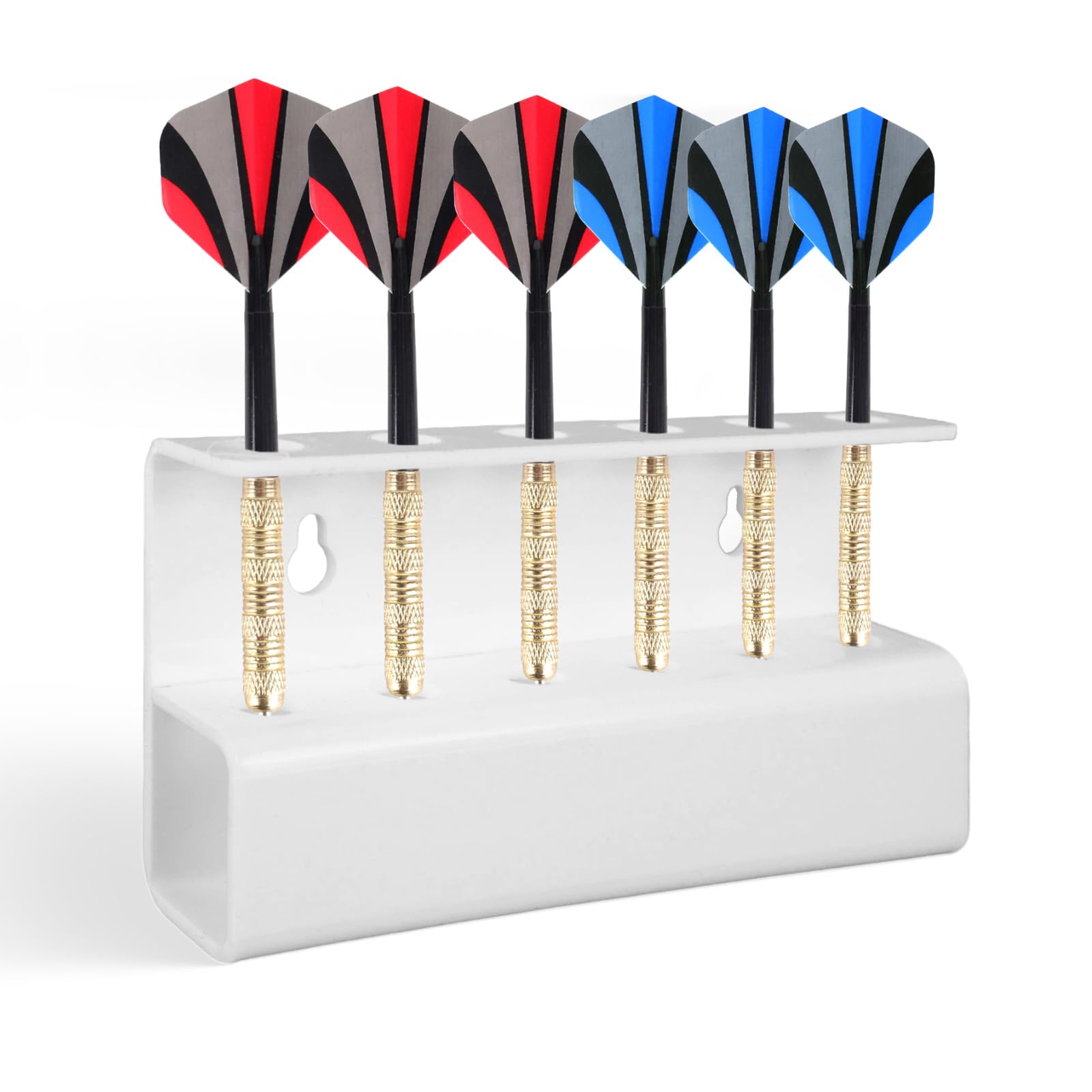 Zidoley Darts Holder Wall Mounted โ Acrylic Dart Rack for 6 Dart โ Self-Adhesive or Screw Fixing โ Ideal Darts Accessories for Home Game Room Bar โ Durable & Easy to Install (White)