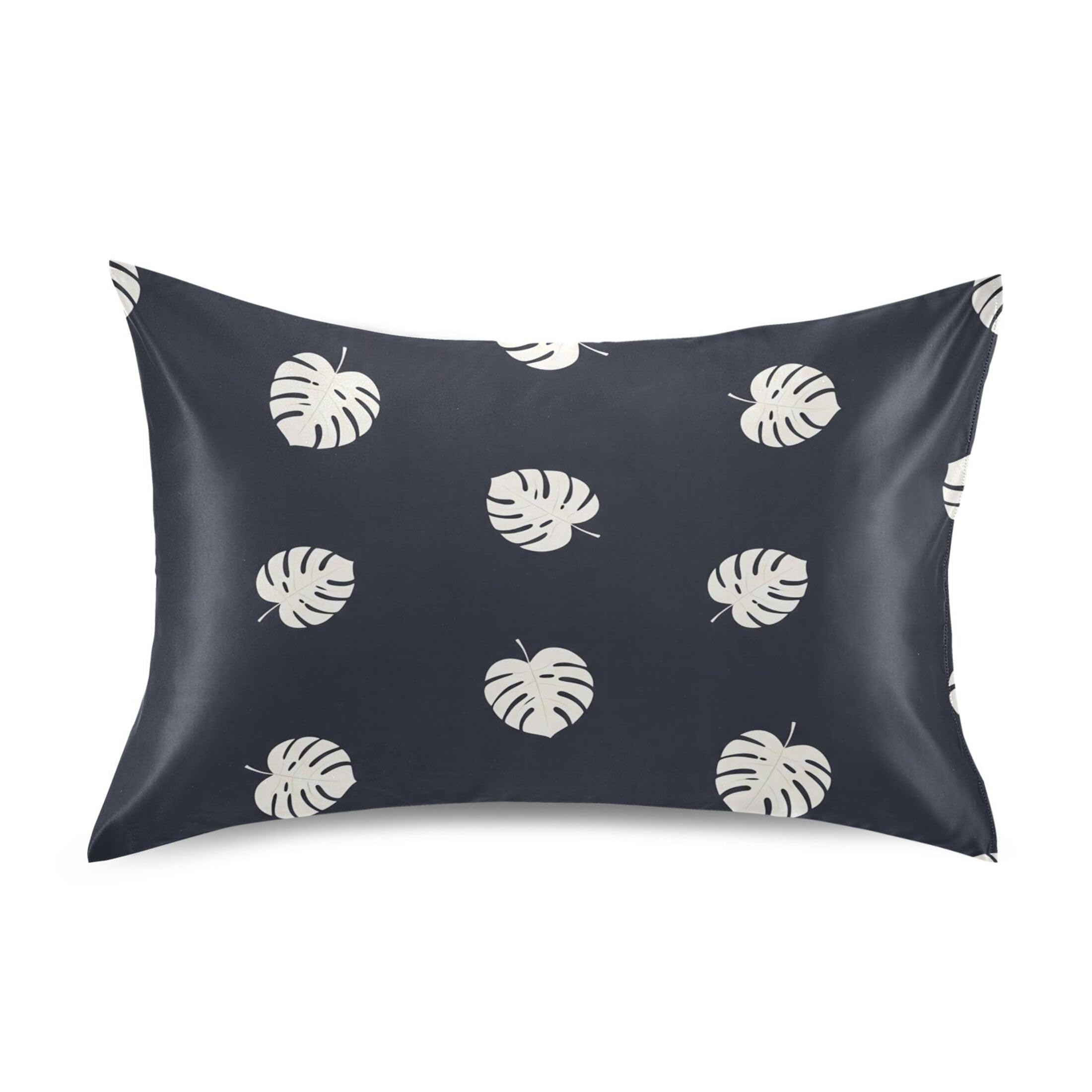 Fuauuyl Pillowcase Queen Size 20x30 in, Monstera Leaves Soft Breathable Satin Pillow Case for Hair and Skin with Envelope Closure Wrinkle-Free