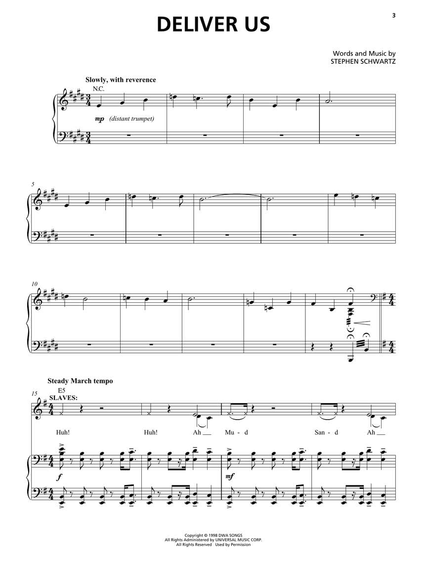 The Prince of Egypt - Vocal Selections: Stage Musical