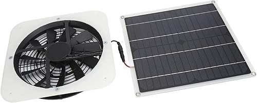 Miniatura 3 de Solar Panel Fan Kit Solar Panel Fan Kit Solar Exhaust Fan 100W Solar Powered Panel with 10inch Round Fan for Greenhouse Shed Chicken Coop (White)