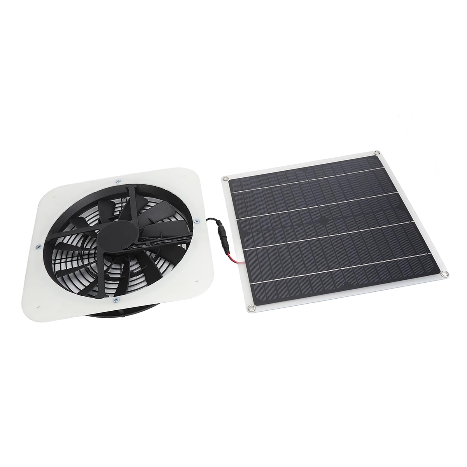 Hyuduo Kit di Ventola di Scarico Solare Solare Ad Alta Efficienza con Ventola Rotonda da 10 Pollici per Pollaio a Serra (WHITE)