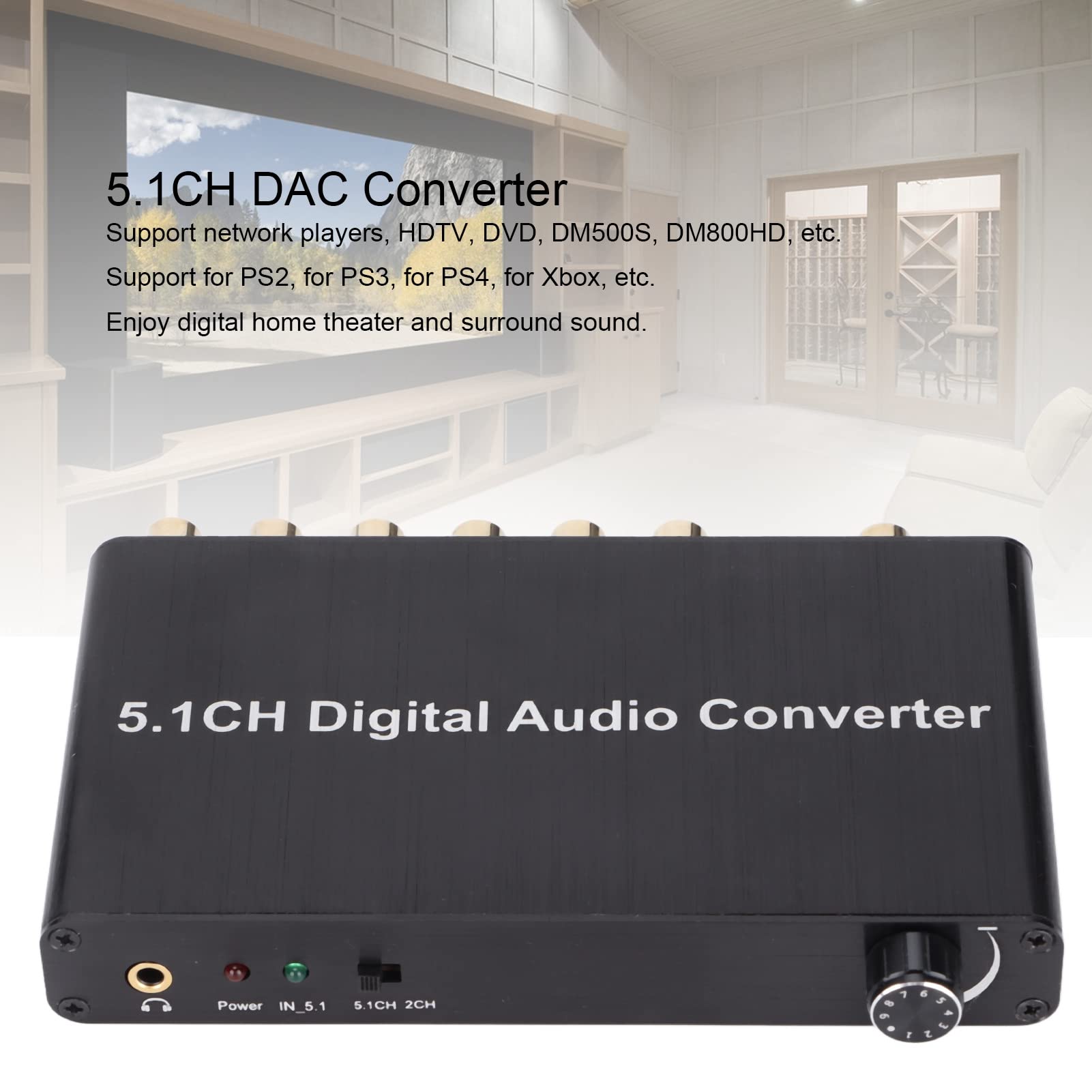 Decodificatore convertitore 192KHz 5.1CH, Cavo ottico digitale per Toslink a , Ottico a jack da 3,5 mm, 2 Convertitore da digitale ad analogico in modalità per per