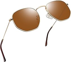 Joopin Lunettes de Soleil Femme Homme Polarisées, Lunettes de Soleil Hexagonal avec Monture en Métal Vintage Ultraléger Protection UV400