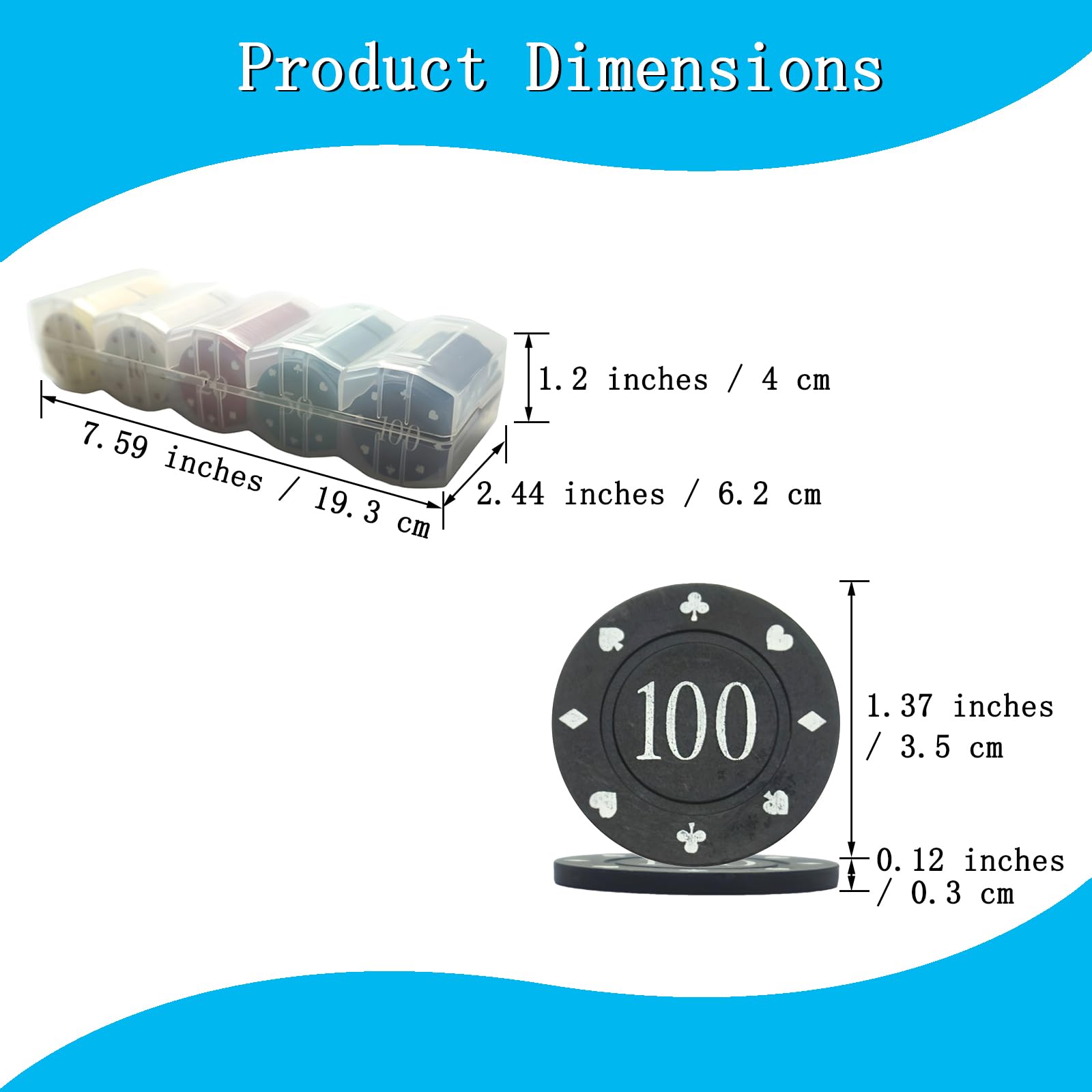 Générique Jetons De Poker Avec Valeurs - 100 Pièces Accessoire De Jeu