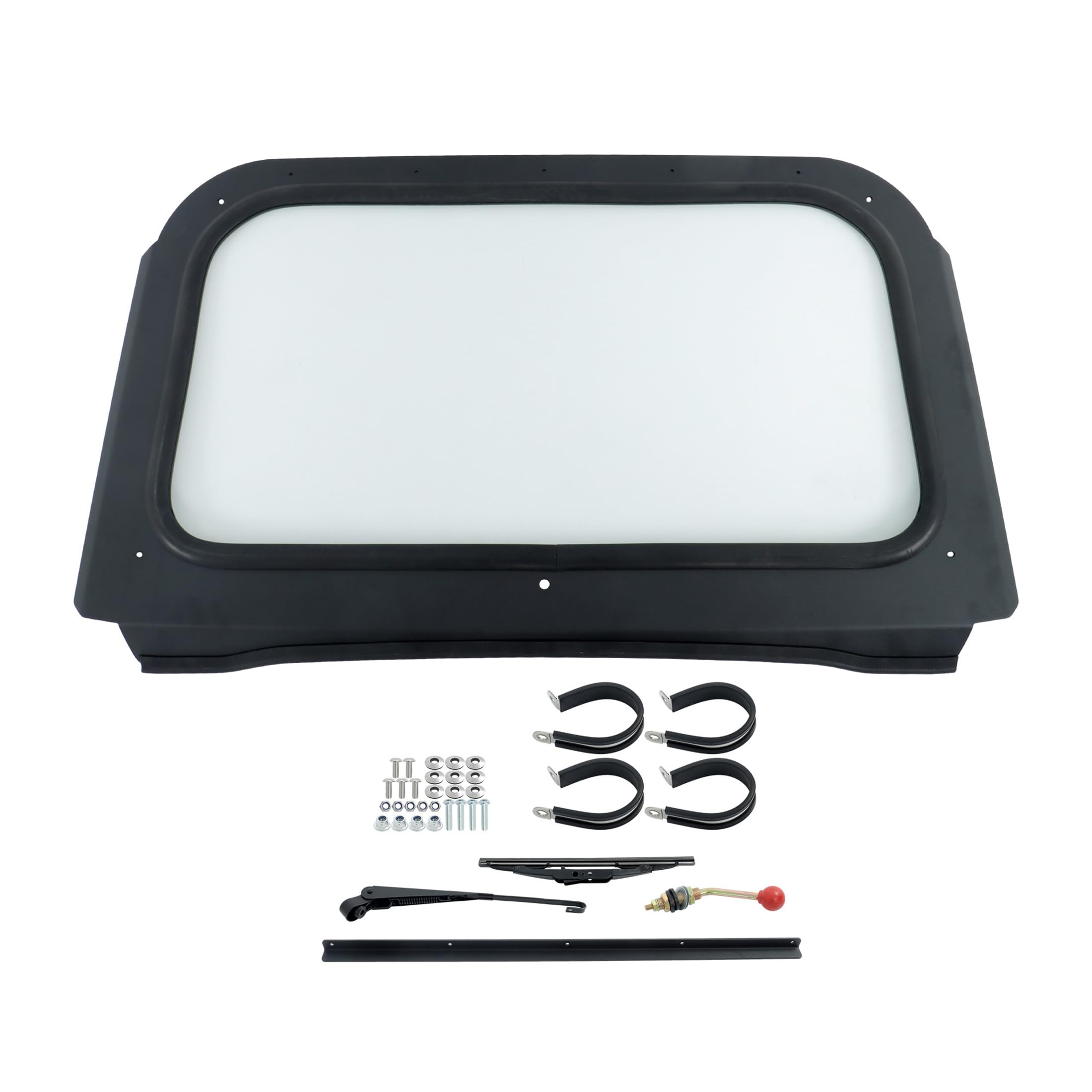 Thomletha Full Glass Windshield with Wiper Replacement for Polaris RZR 570 All years 800 2008-2014 XP 900 2011-2014 Black