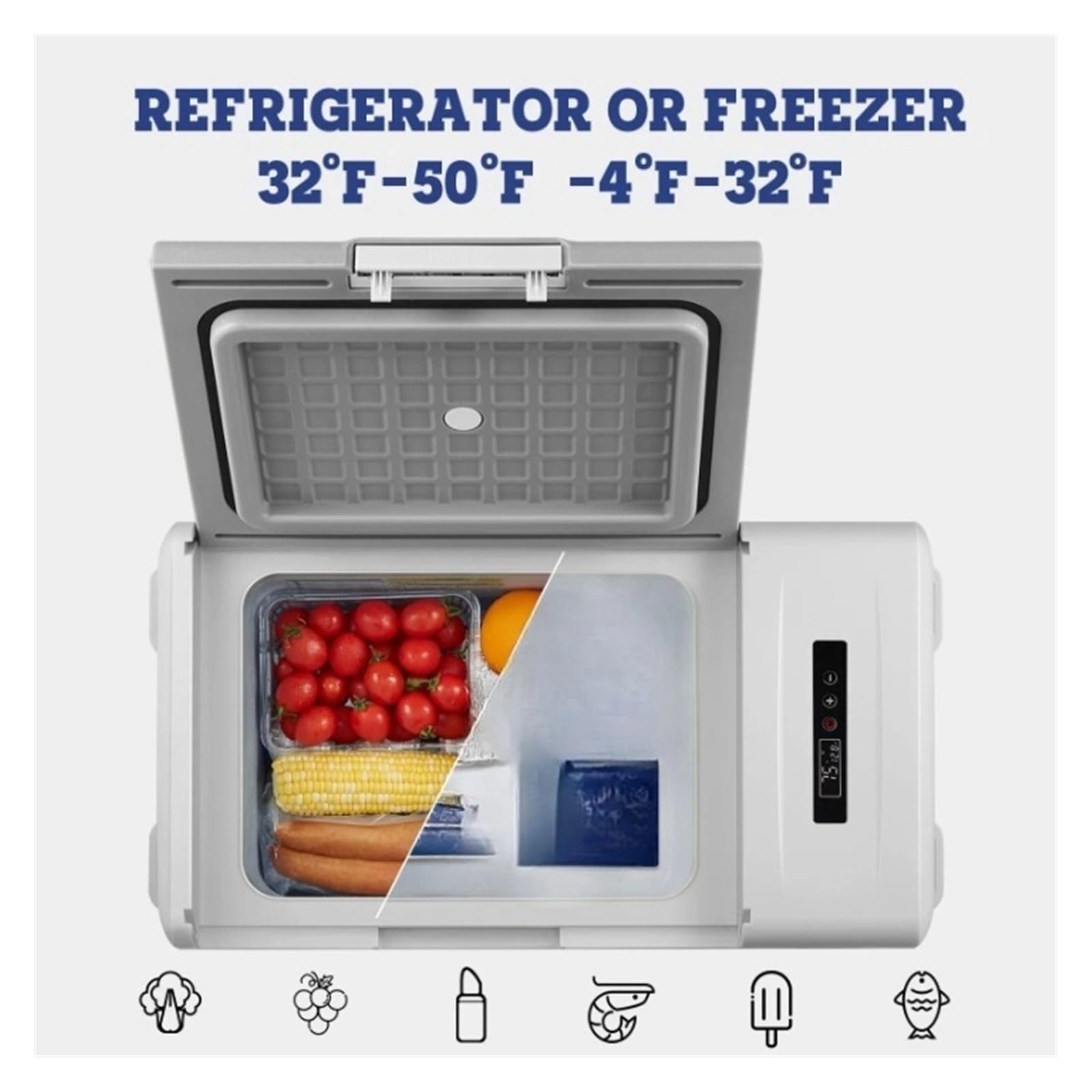 Refrigerador portátil de 12 V, refrigerador for Auto de enfriamiento rápido de -20 °C a 20 °C, refrigerador portátil for Auto de 20 L/21 qt con 12/24 V
