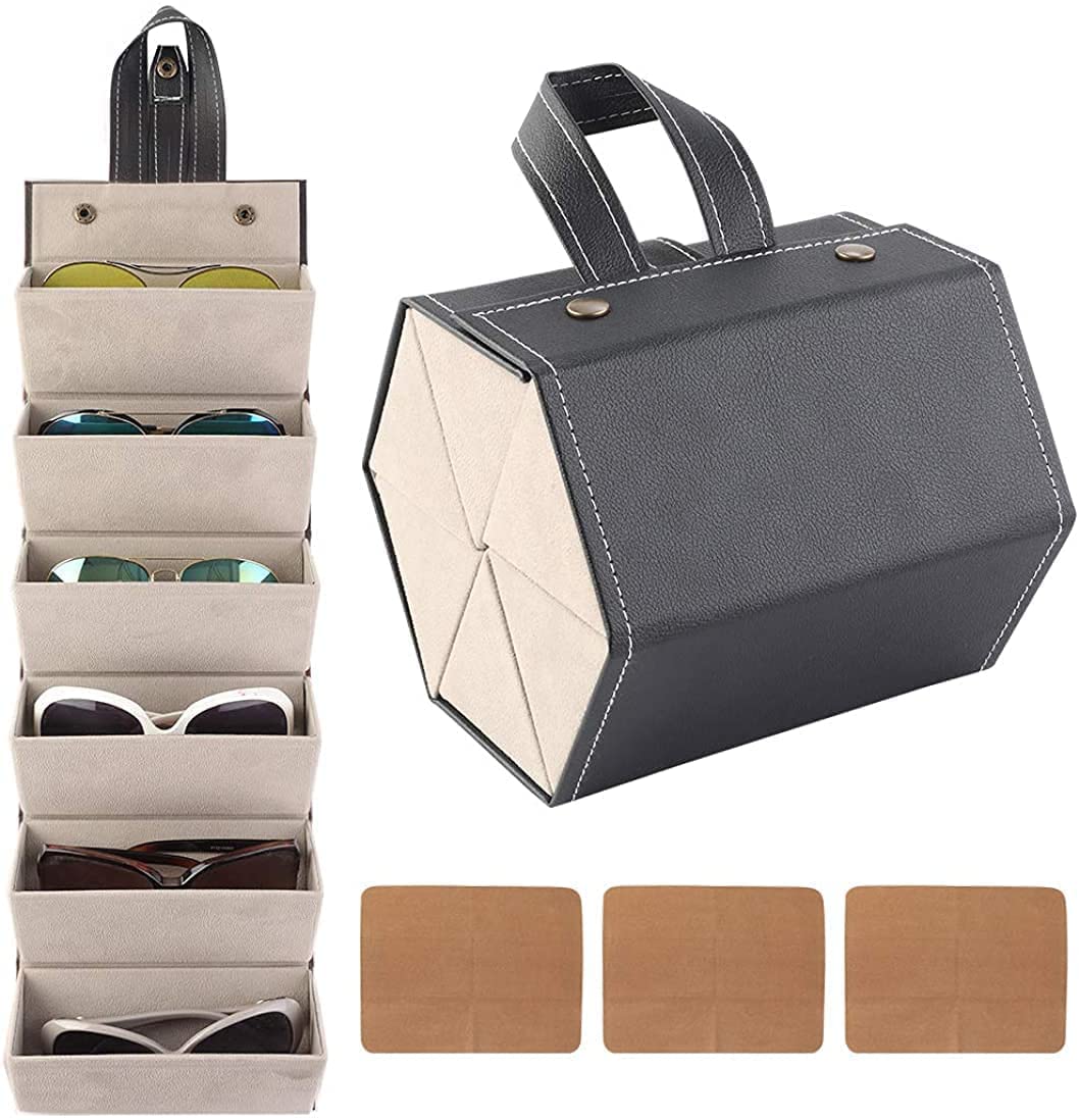HSWYMulti-slot Travel Sunglasses Case -Portable Glasses organizer For Storage & Display Travel Case