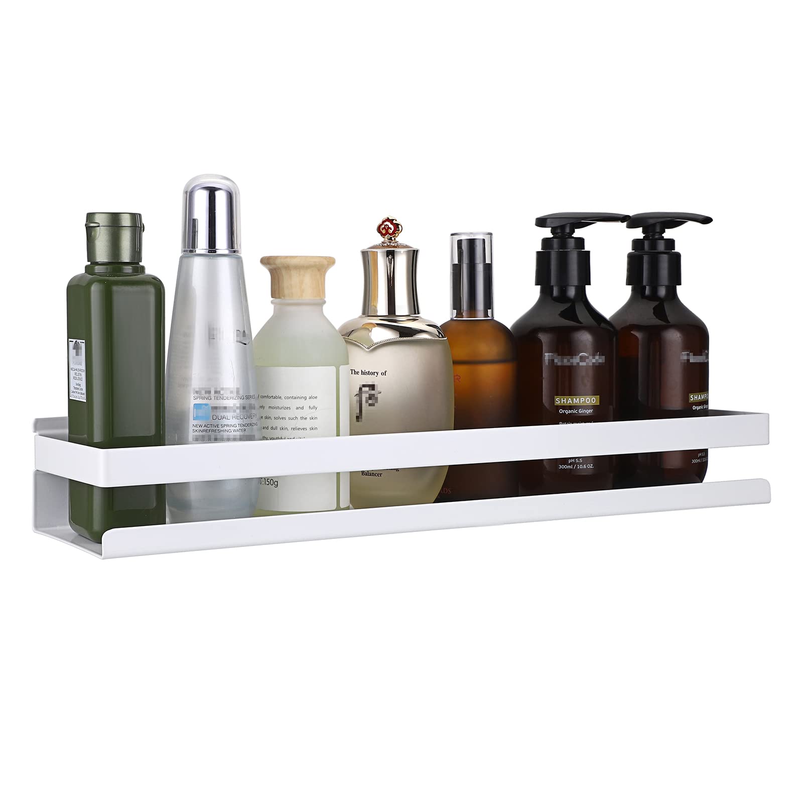 Estante organizador de baño, estante de almacenamiento esquinero de acero inoxidable, estante de almacenamiento para accesorios de baño, hotel (blanco, 40 cm)