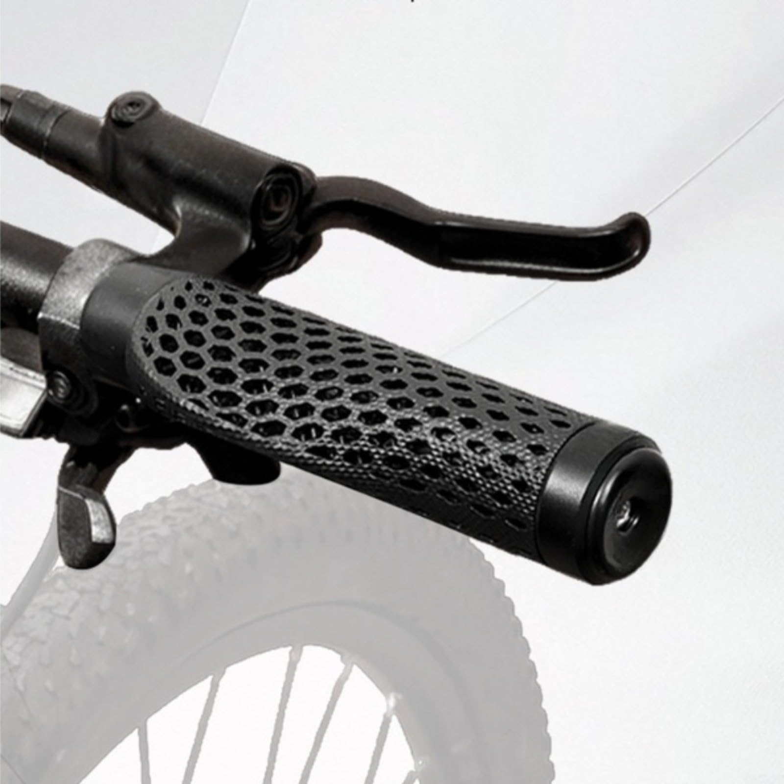 Empuñaduras de manillar de bicicleta de montaña para impresión 3D, ergonómica, absorbe los golpes, malla transpirable para barras de 22,2 mm con anillos de bloqueo, color negro, fácil y rápido
